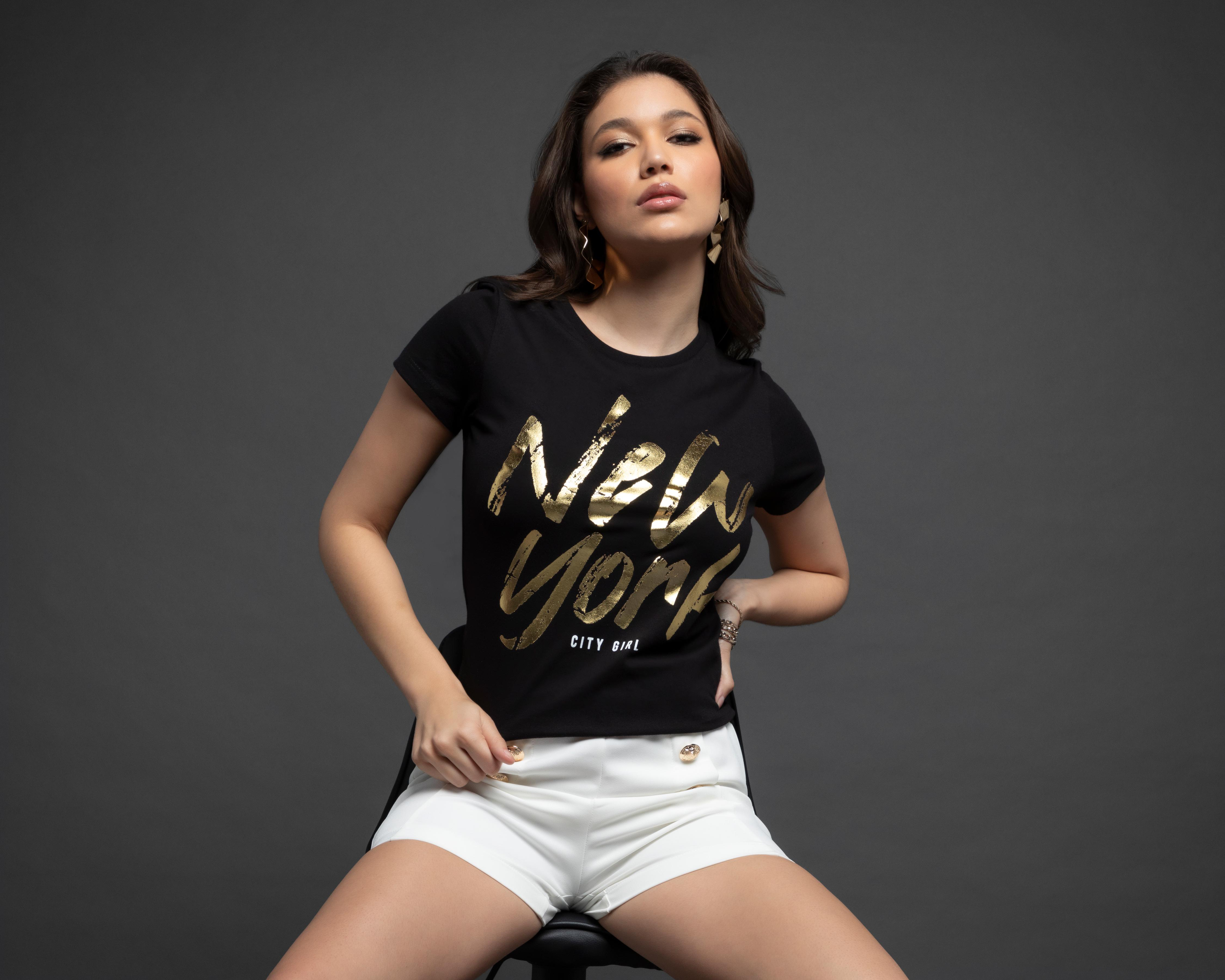 Foto 2 pulgar | Playera Jennifer Lopez Manga Corta con Estampado