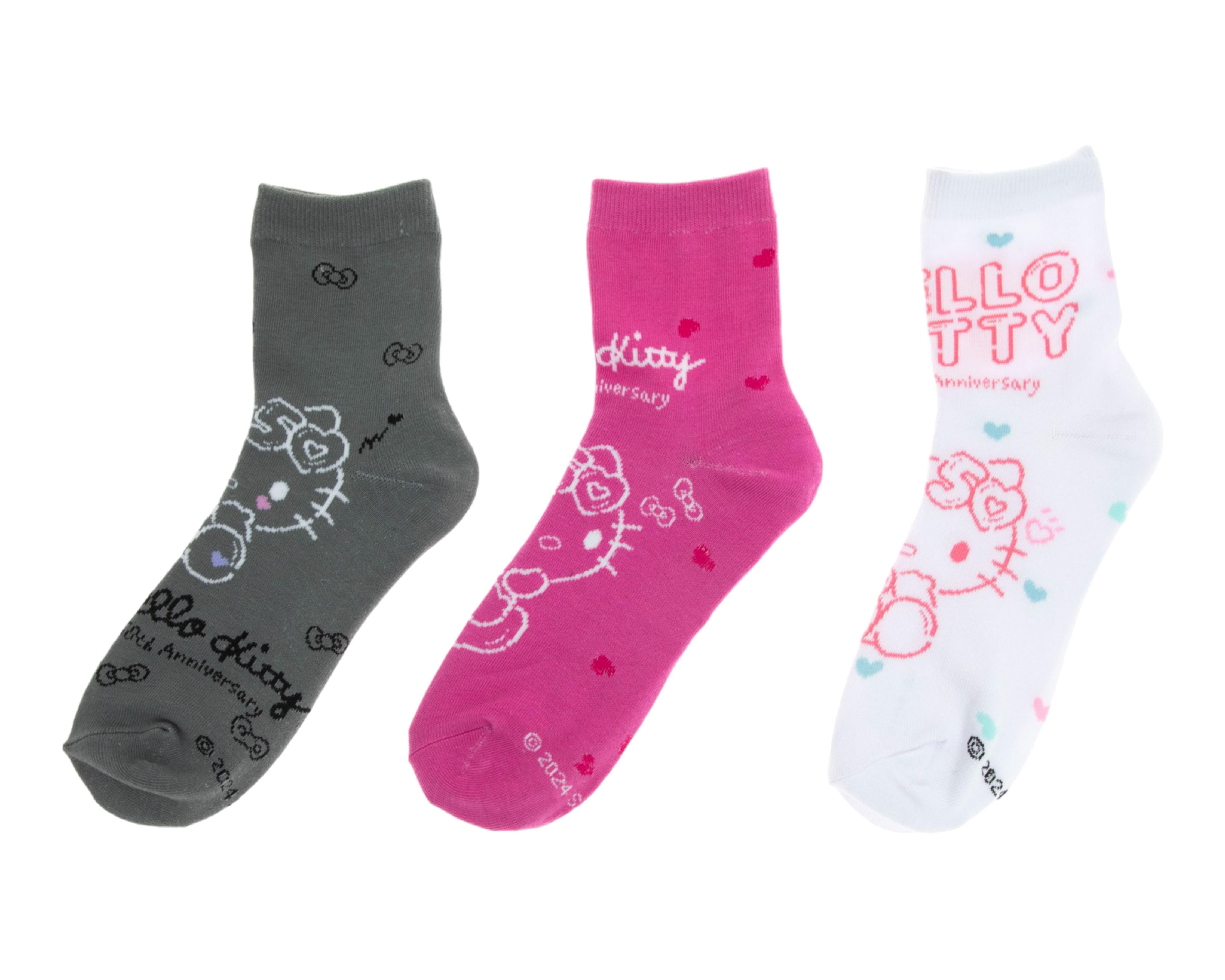 Calcetas Tobilleras Hello Kitty para Mujer 3 Pares