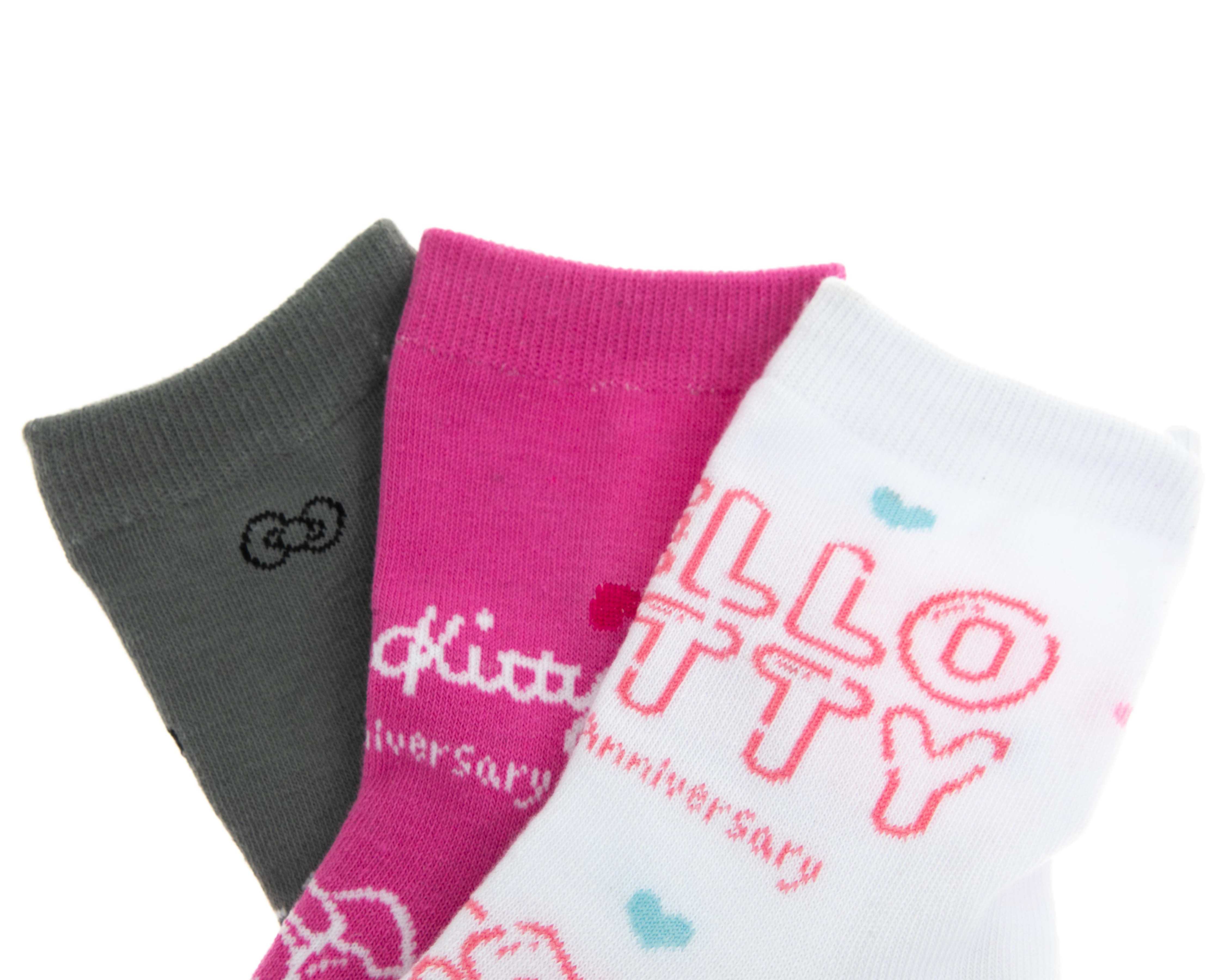 Foto 2 | Calcetas Tobilleras Hello Kitty para Mujer 3 Pares