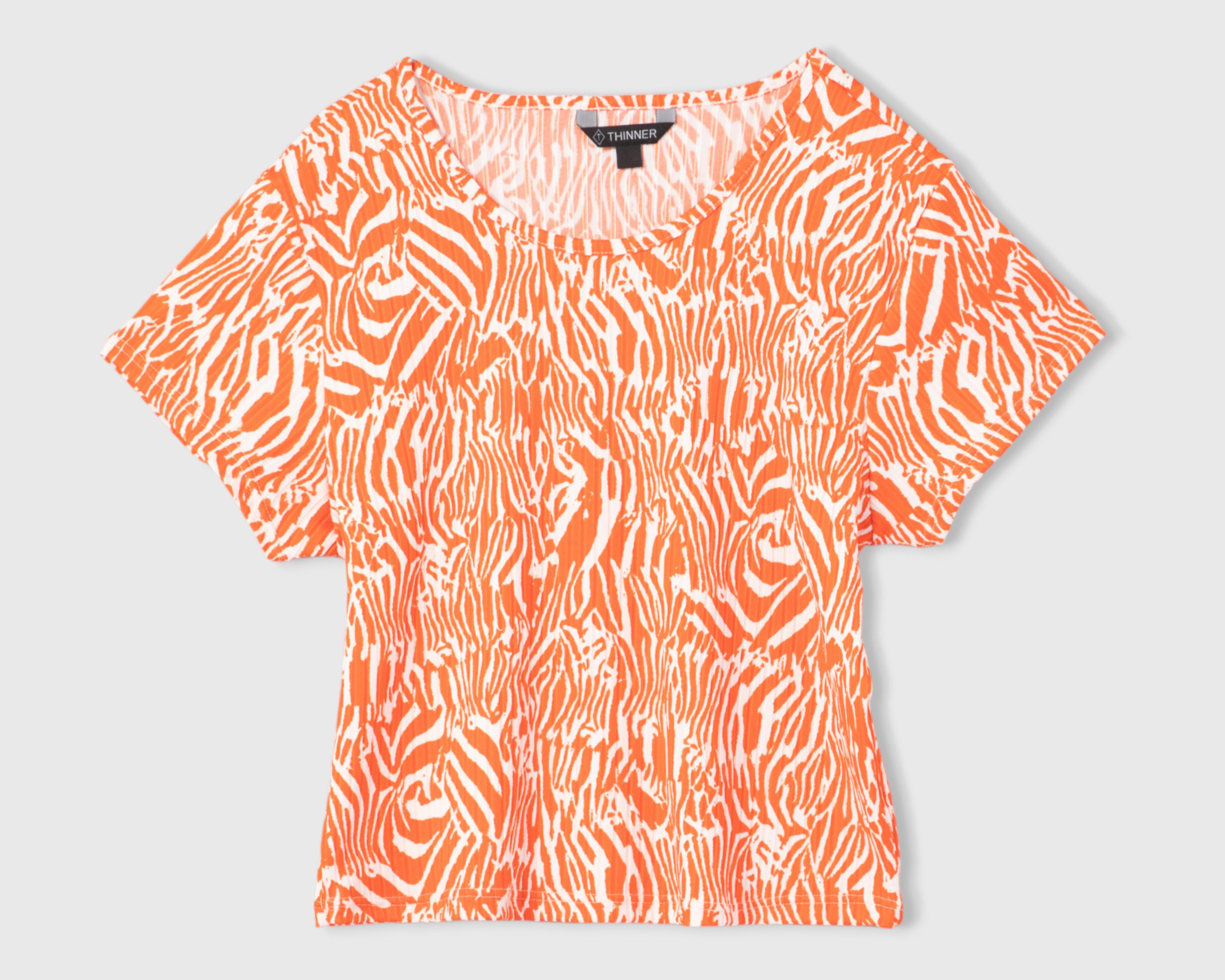 Foto 2 pulgar | Blusa Thinner Manga Corta Animal Print