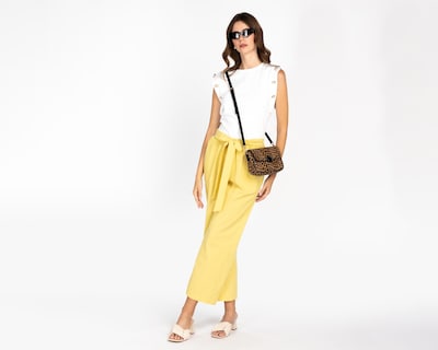 Foto 2 | Pantalón Ancho Sahara Amarillo para Mujer