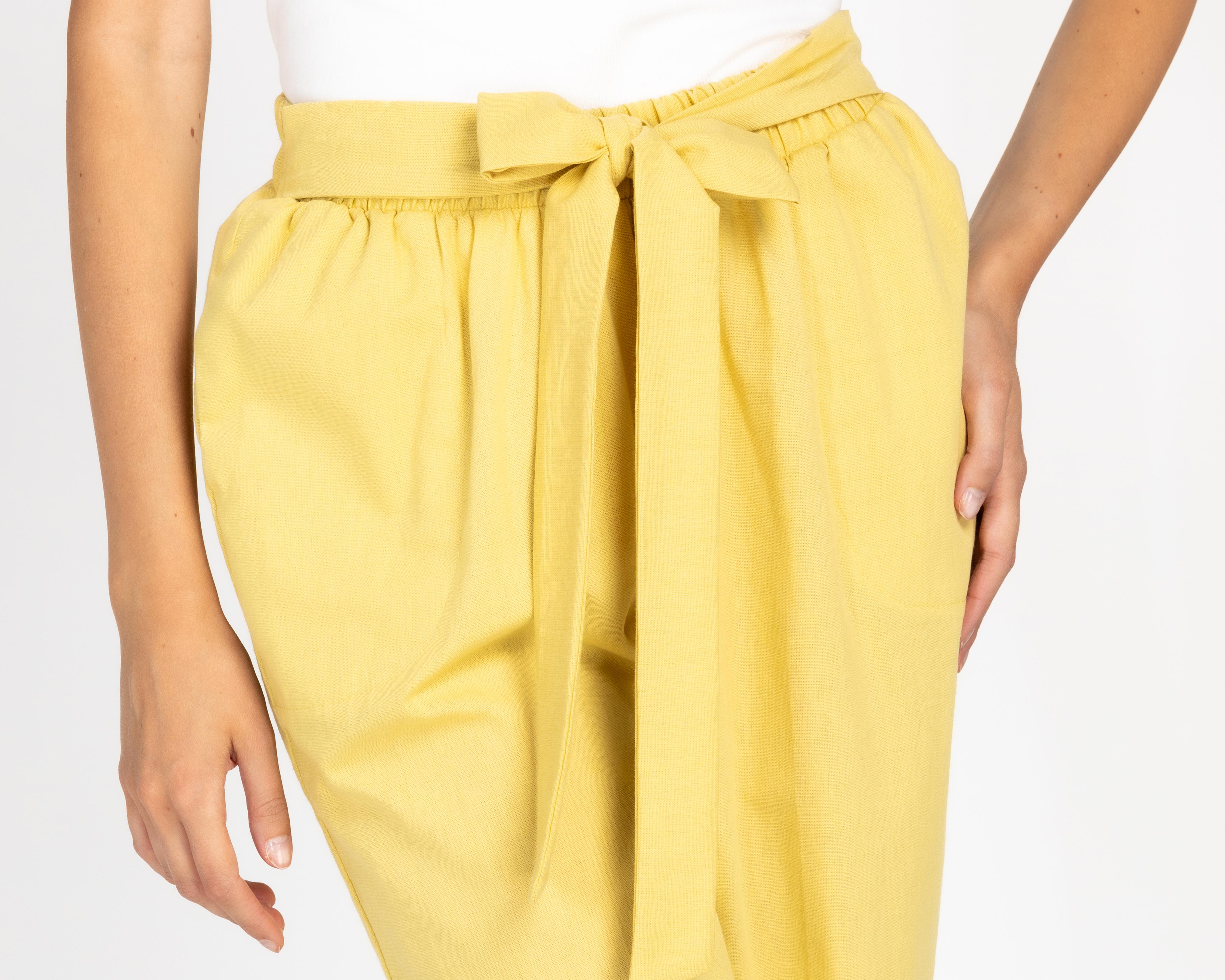 Foto 5 pulgar | Pantalón Ancho Sahara Amarillo para Mujer