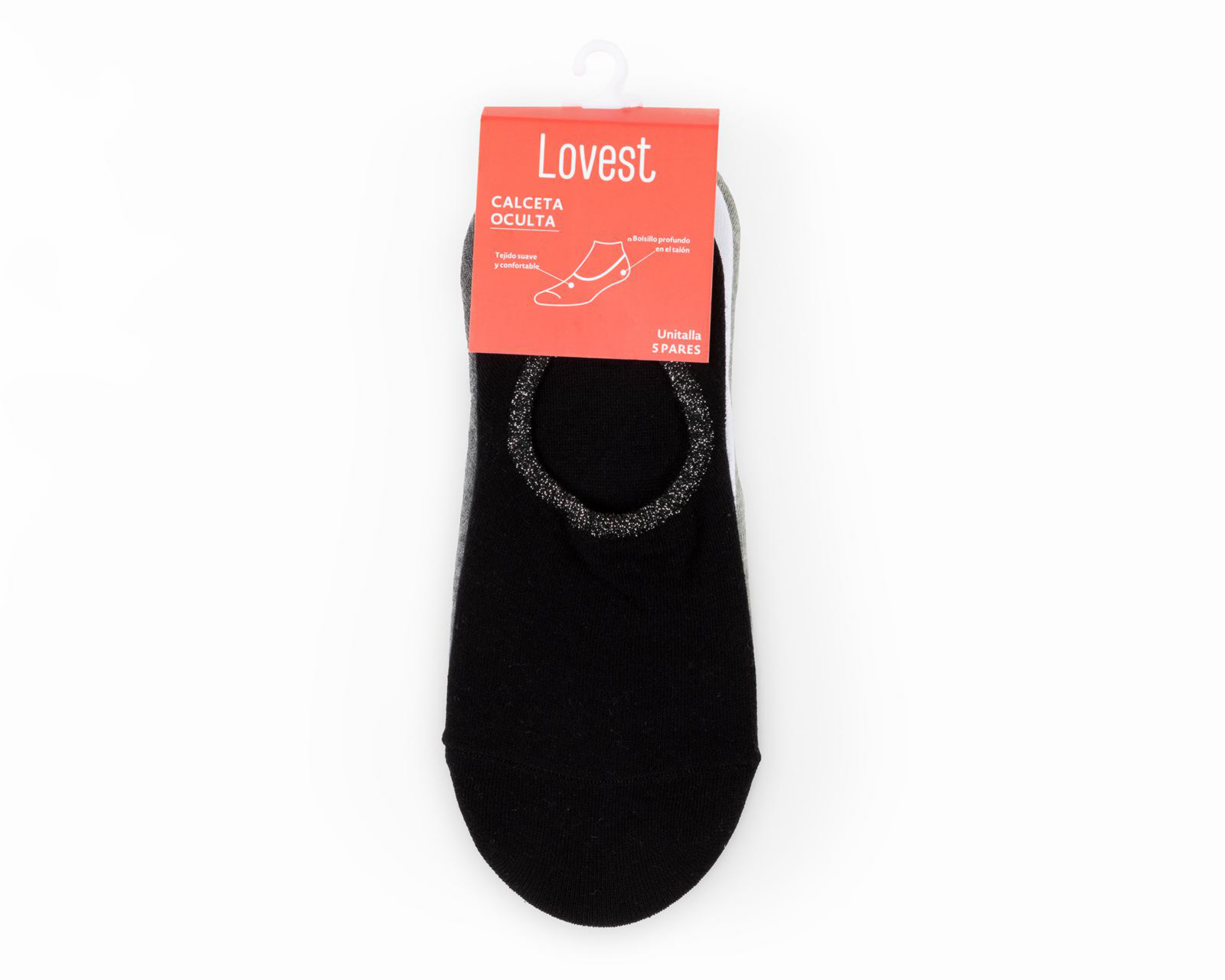 Foto 3 | Calcetas Invisibles Lovest para Mujer 5 Pares