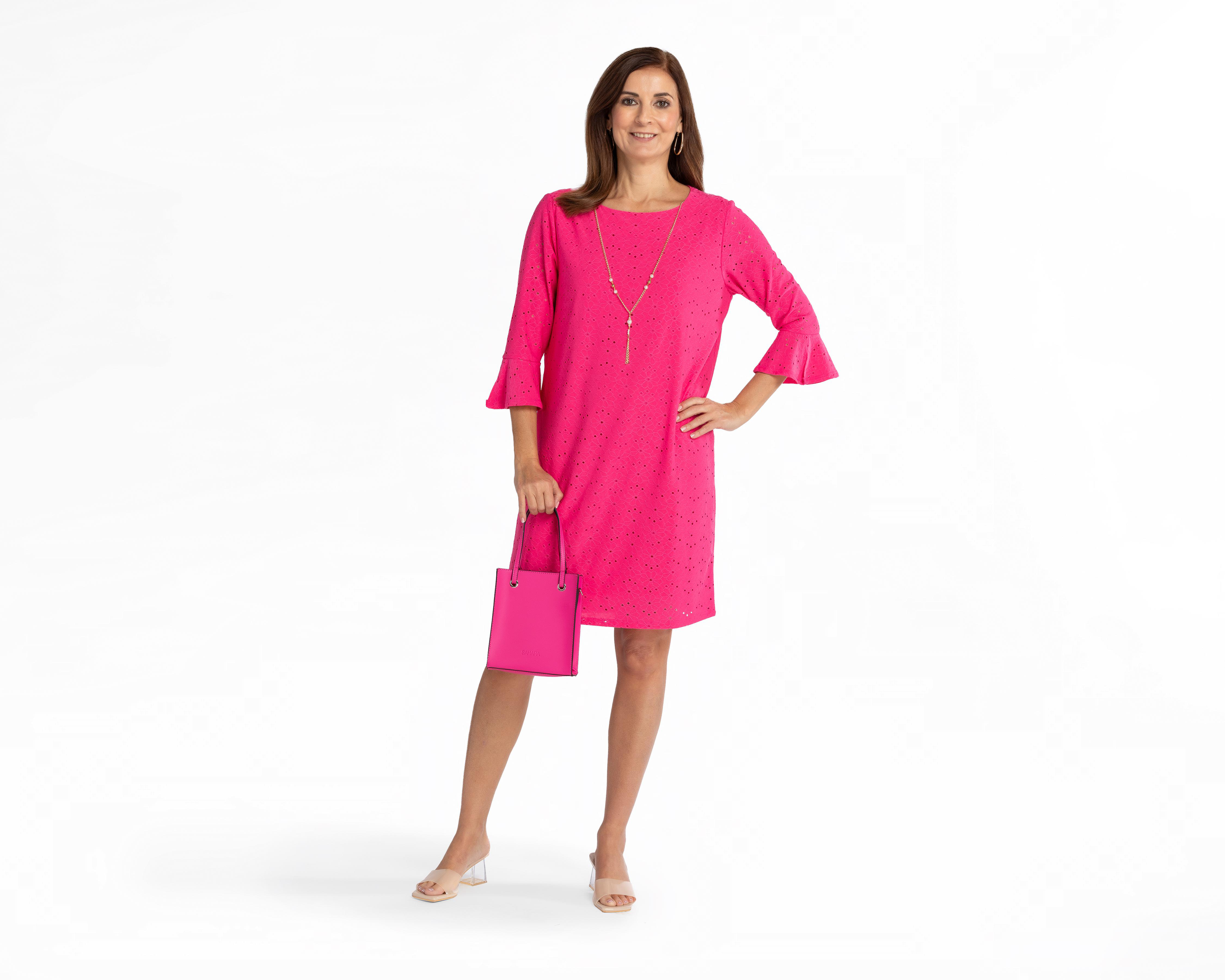 Foto 3 pulgar | Vestido Lady Sun Casual Manga 3/4 con Collar