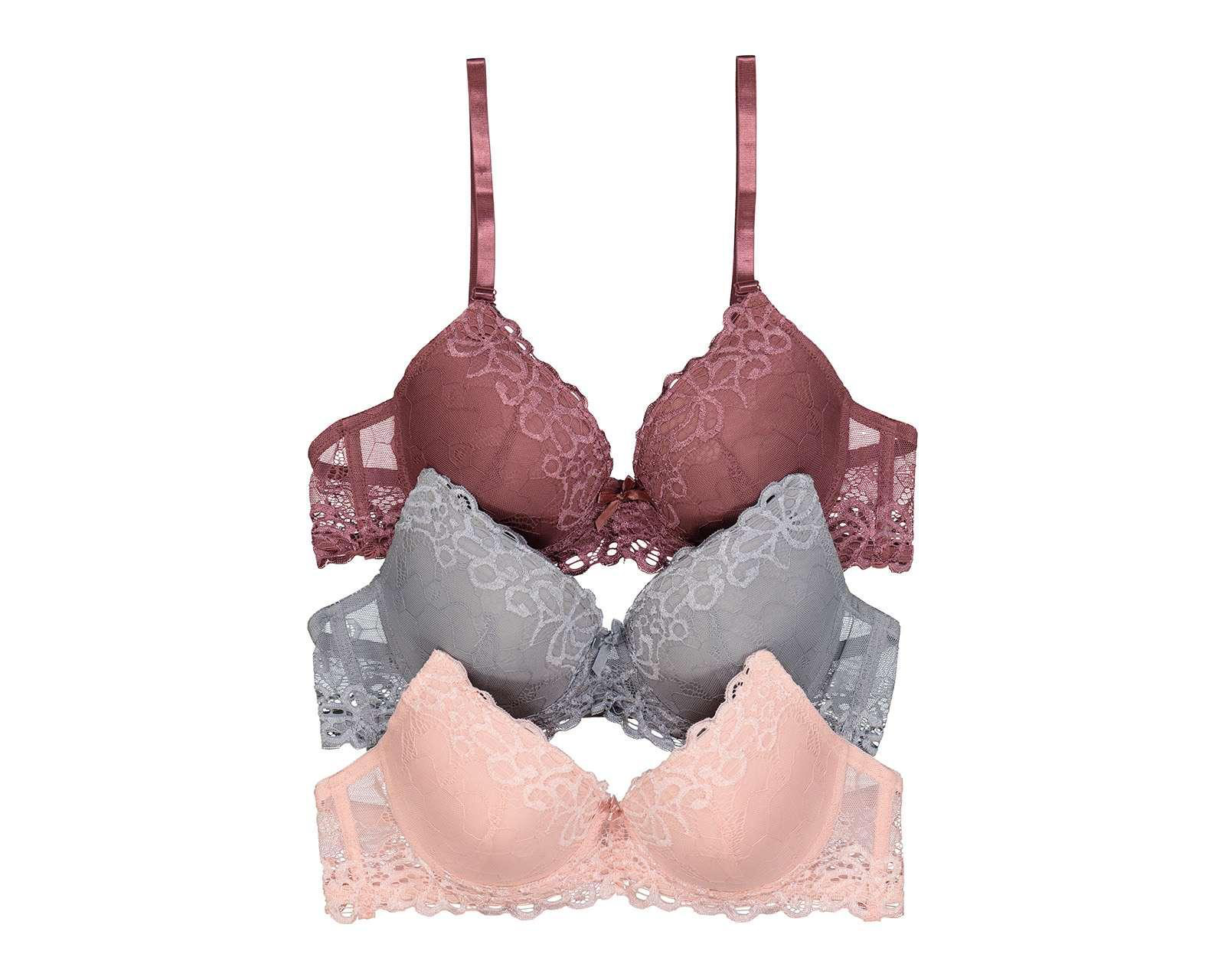 Foto 2 pulgar | Brasier de Encaje Beauty Secret con Varilla para Mujer 3 Pack
