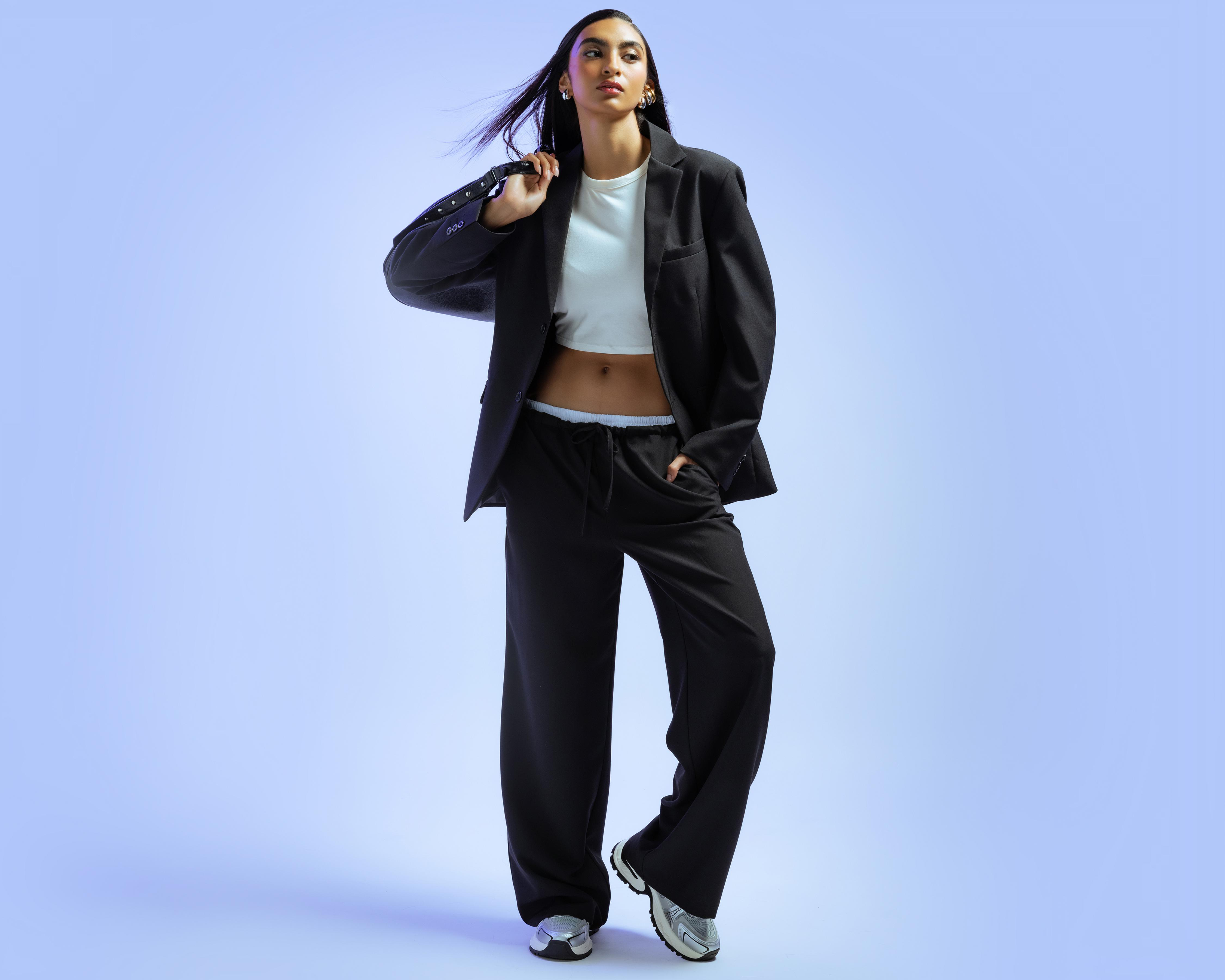 Pantalón Ancho Strona Negro para Mujer