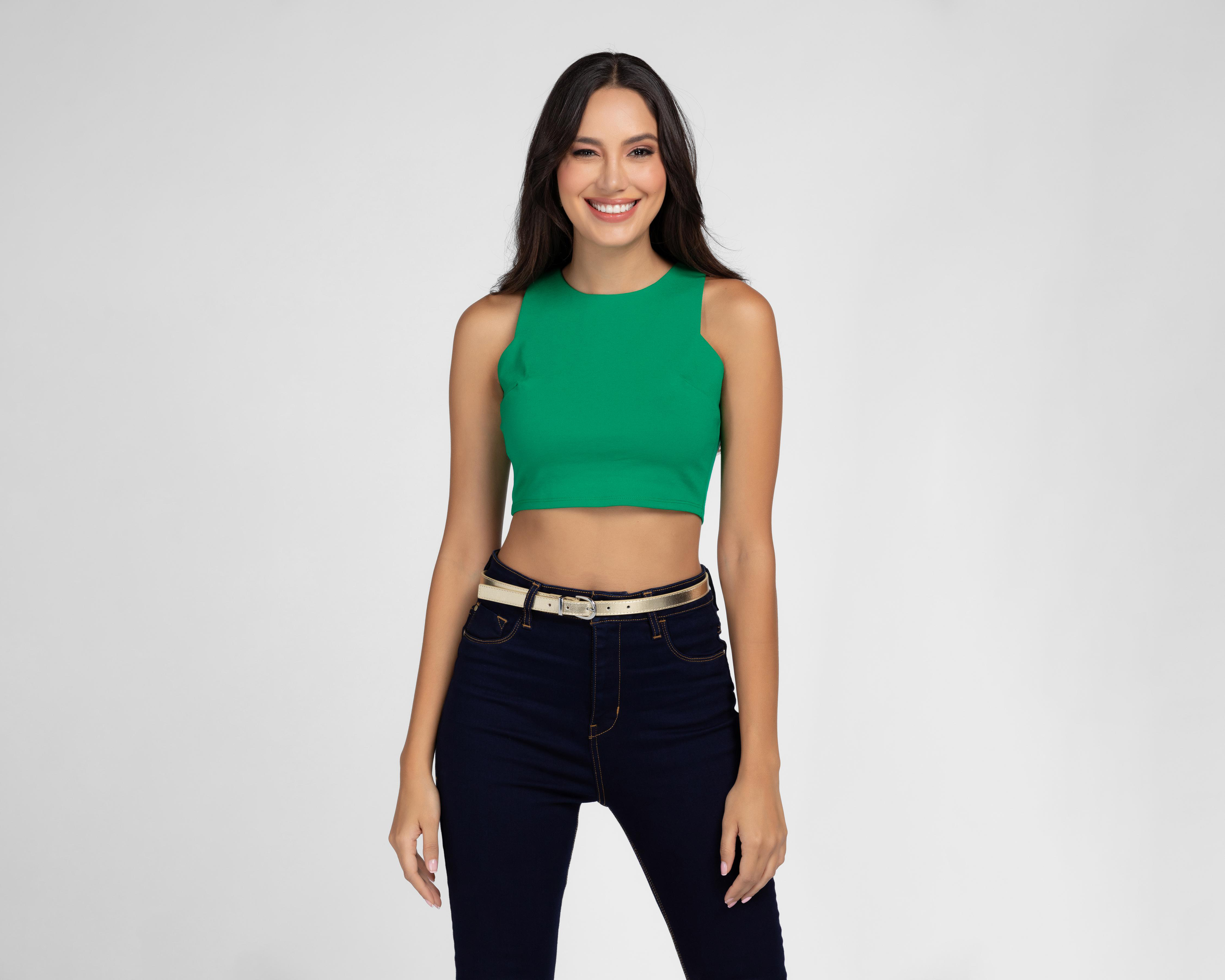 Foto 2 pulgar | Crop Top Bebe sin Mangas Verde