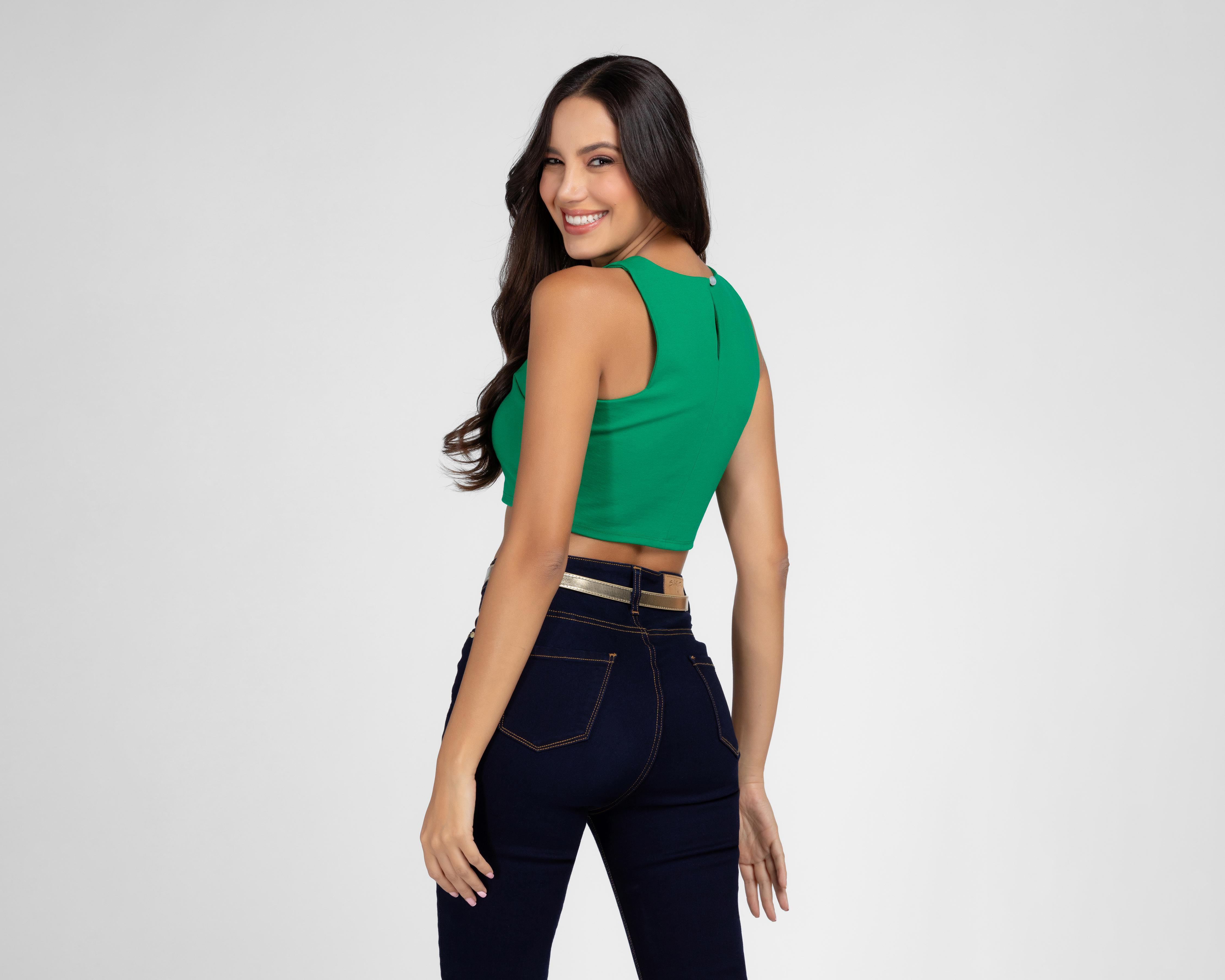 Foto 4 pulgar | Crop Top Bebe sin Mangas Verde