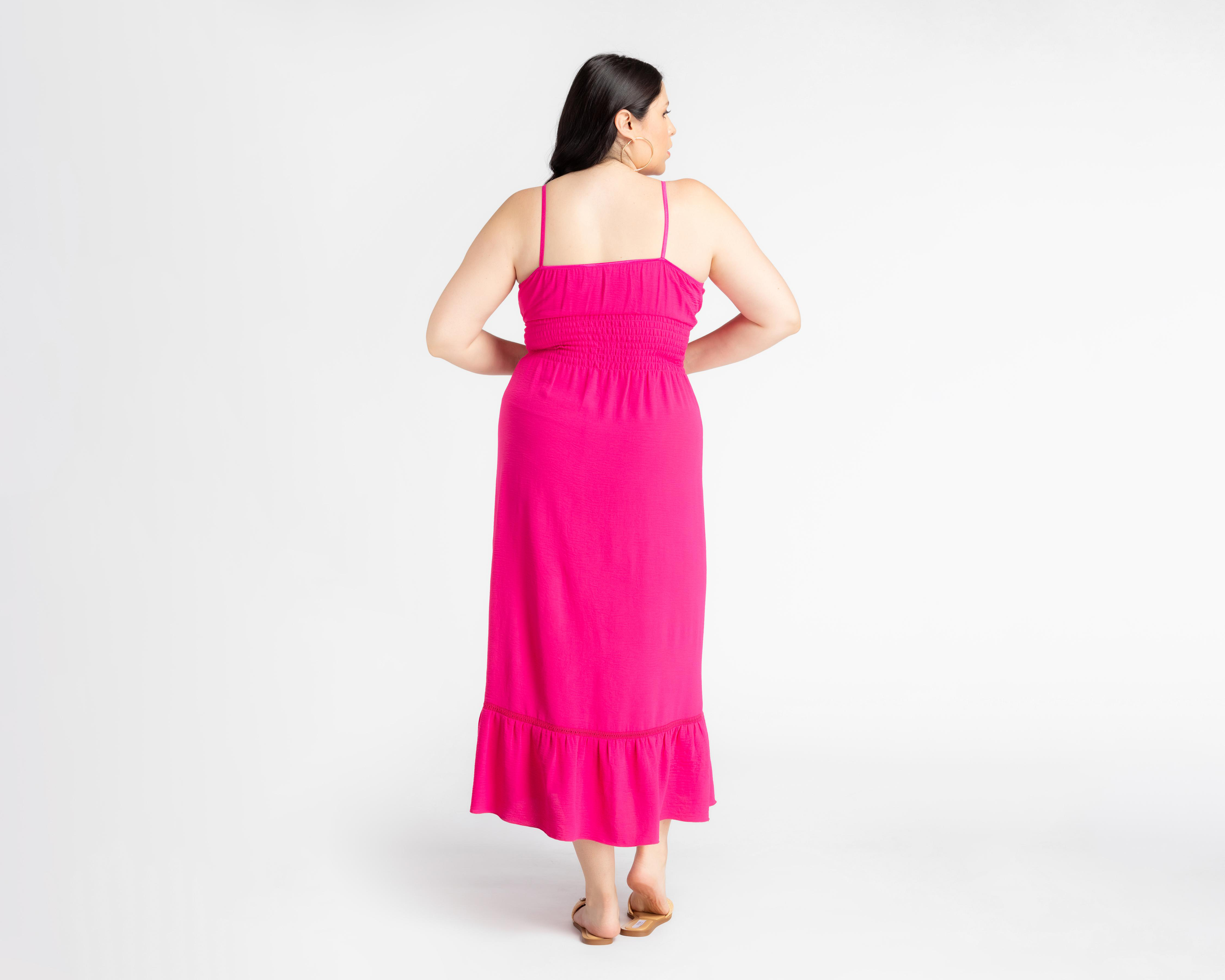 Foto 4 pulgar | Vestido Sahara de Playa Fucsia con Escote V