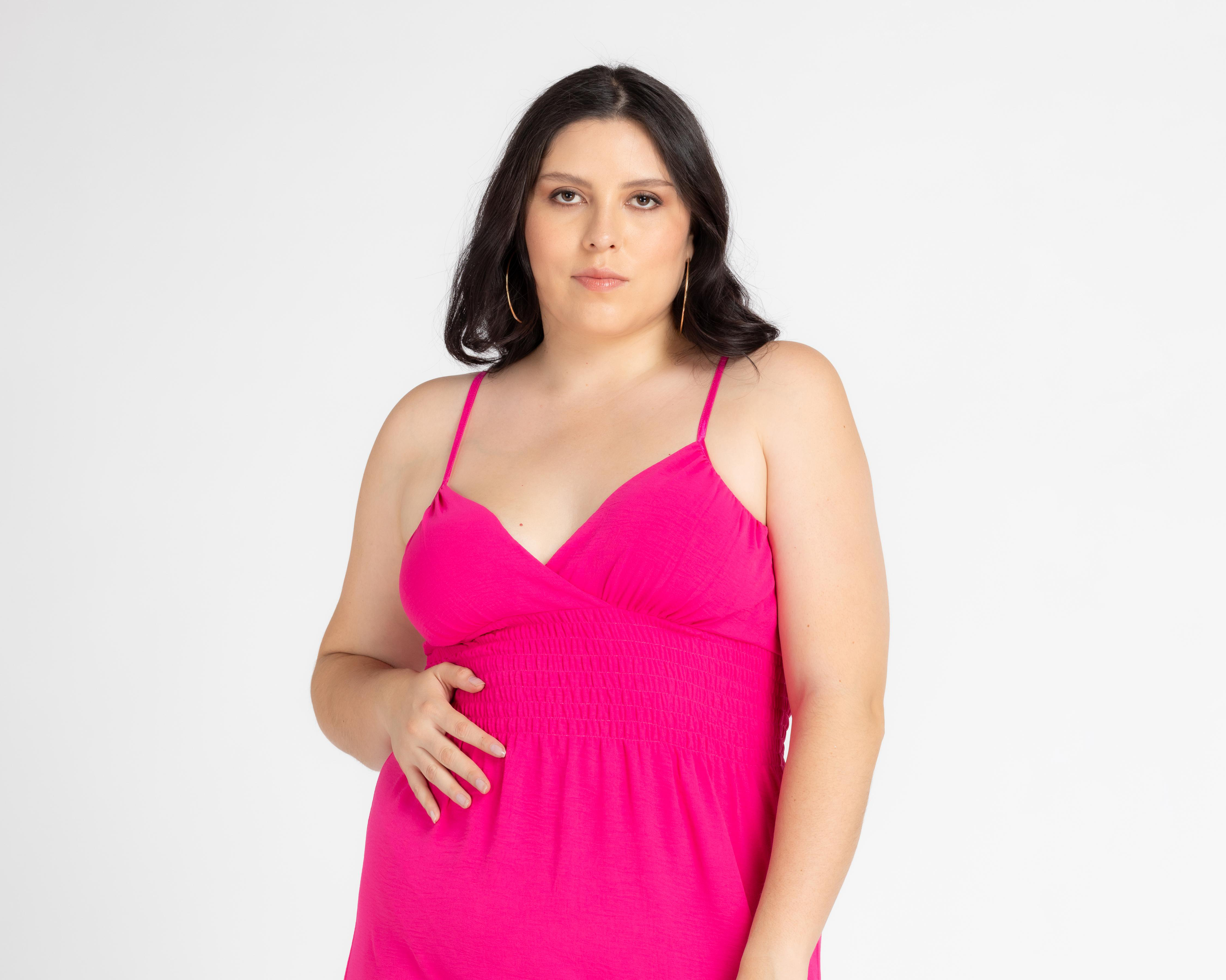 Foto 5 pulgar | Vestido Sahara de Playa Fucsia con Escote V