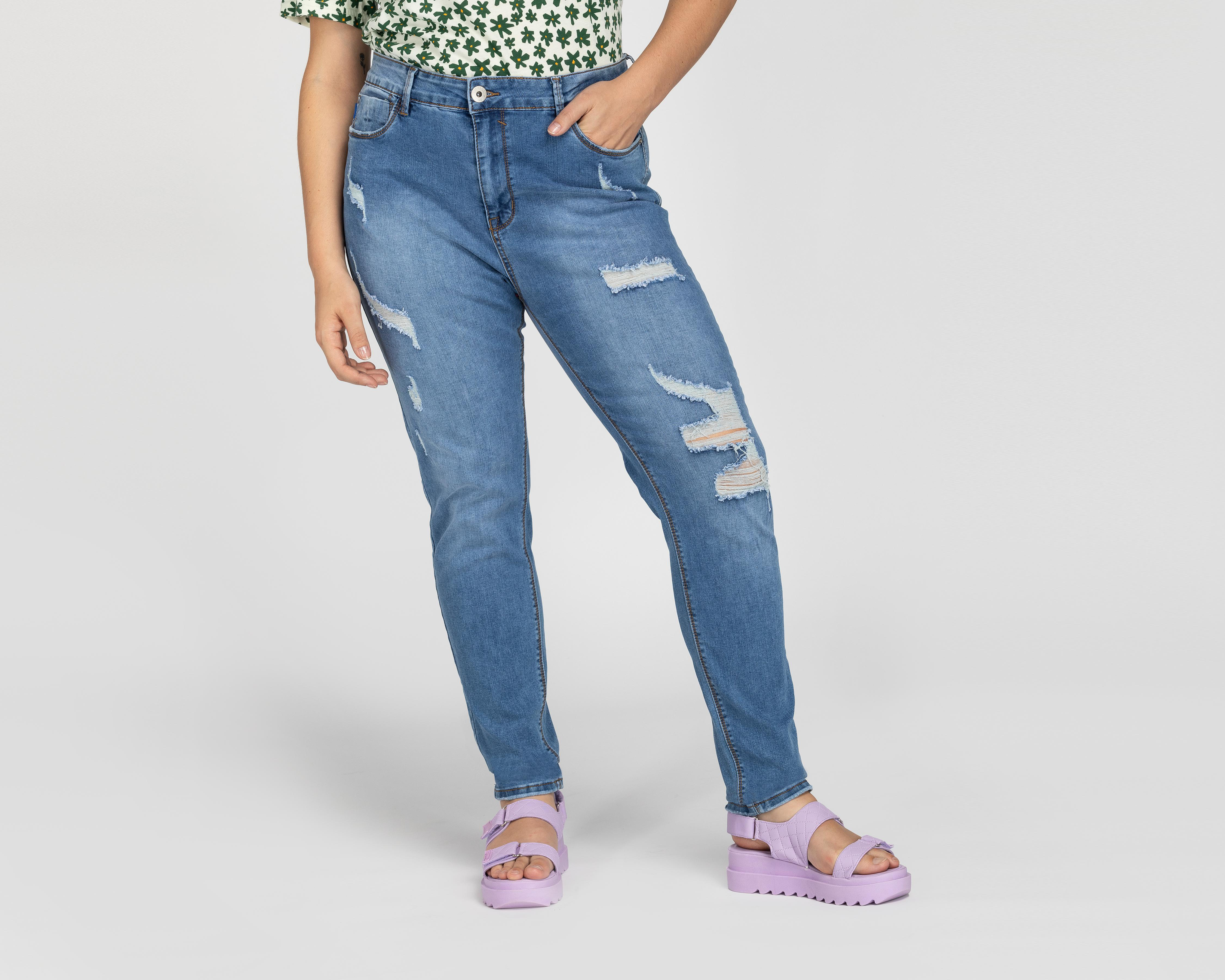 Jeans Refill Skinny con Destrucciones