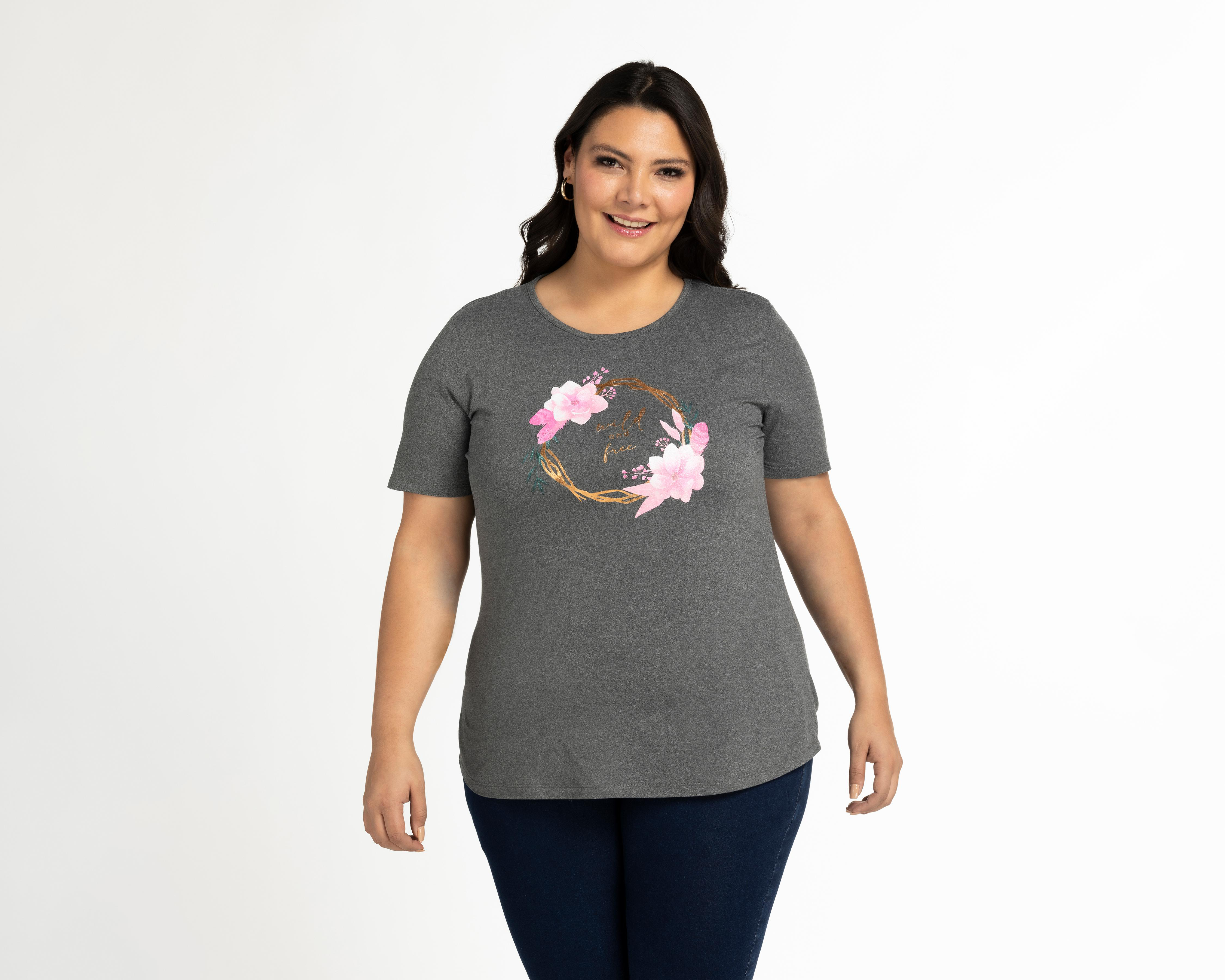 Foto 2 pulgar | Playera Lady Sun Gris con Estampado