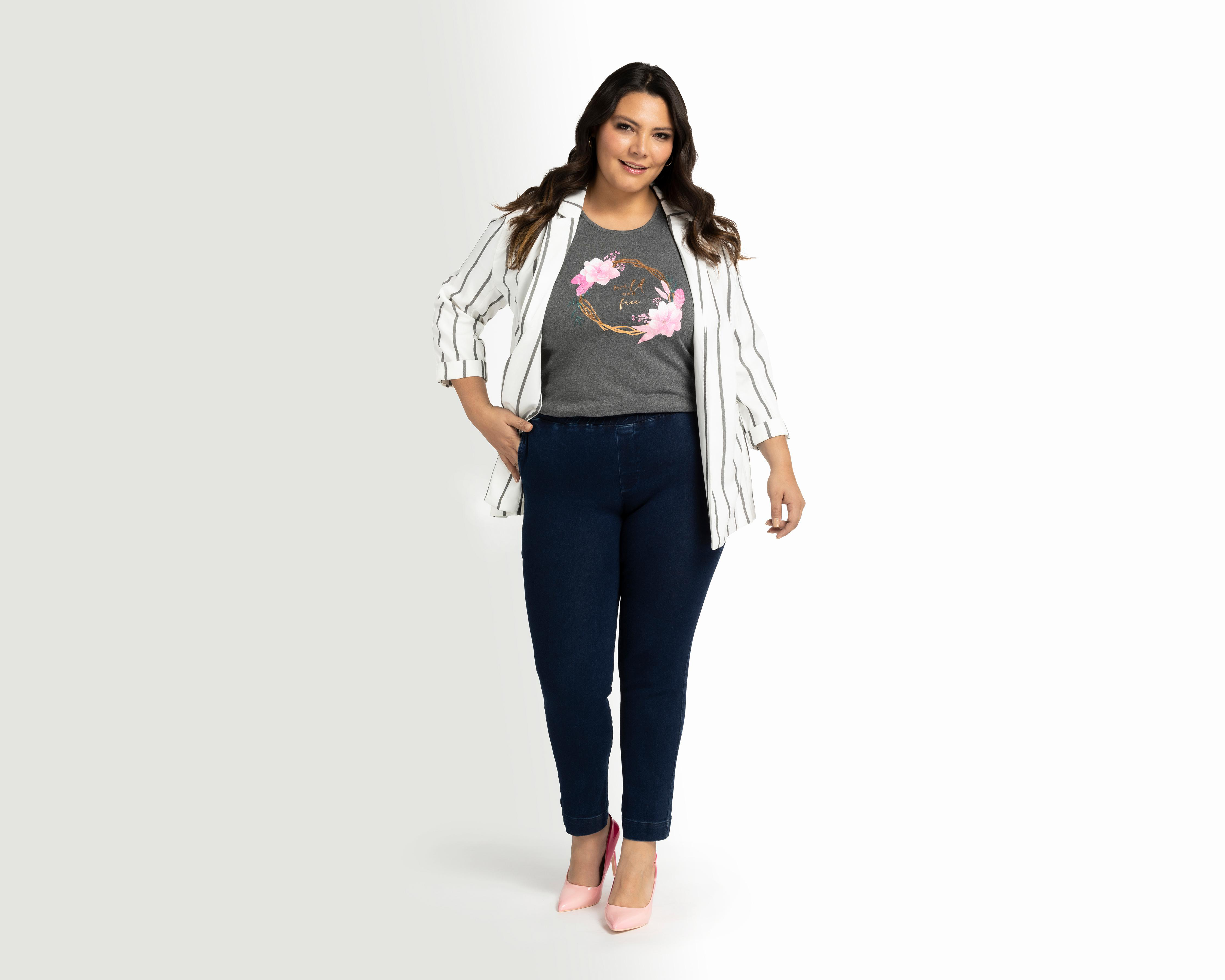 Foto 3 pulgar | Playera Lady Sun Gris con Estampado