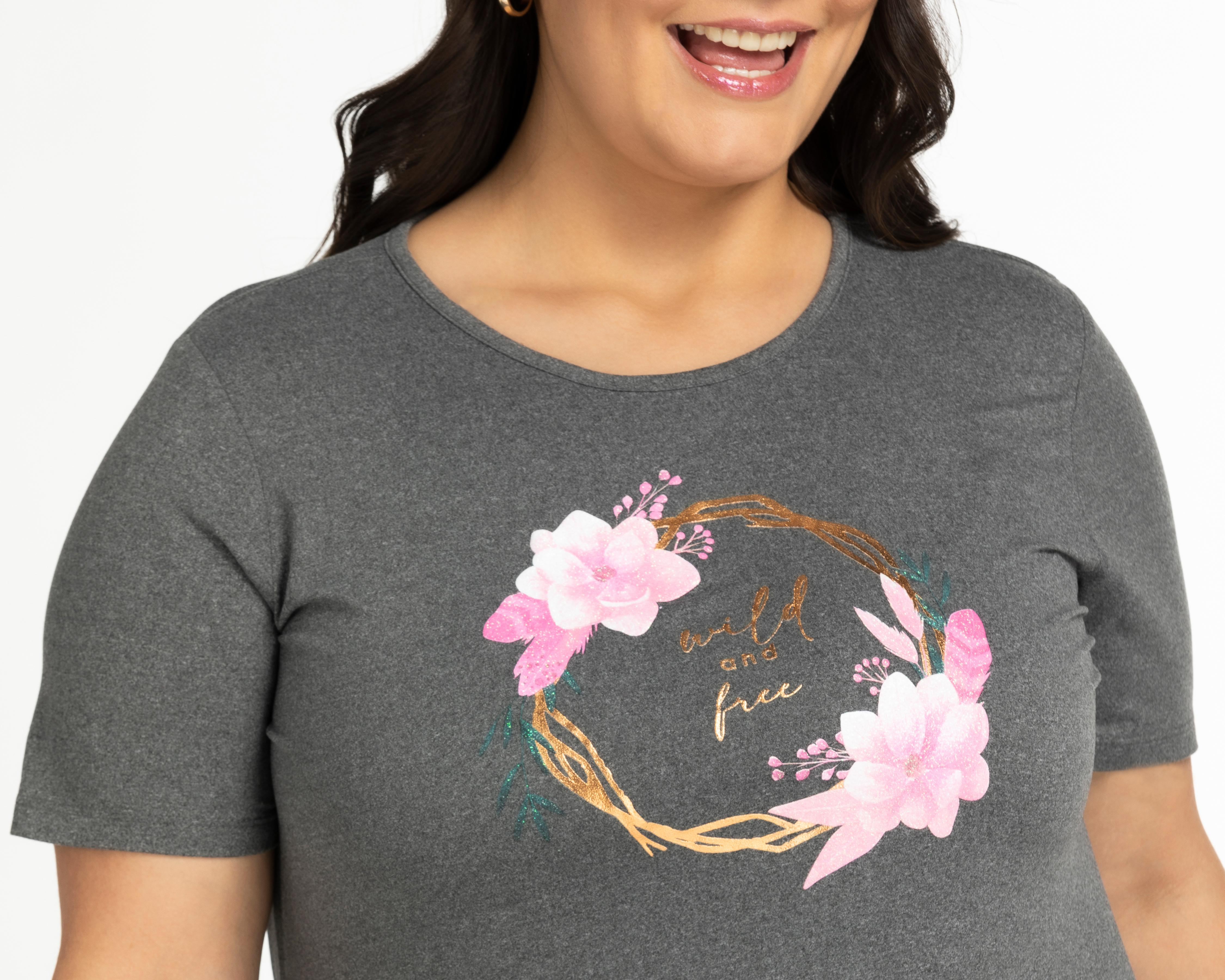 Foto 5 pulgar | Playera Lady Sun Gris con Estampado