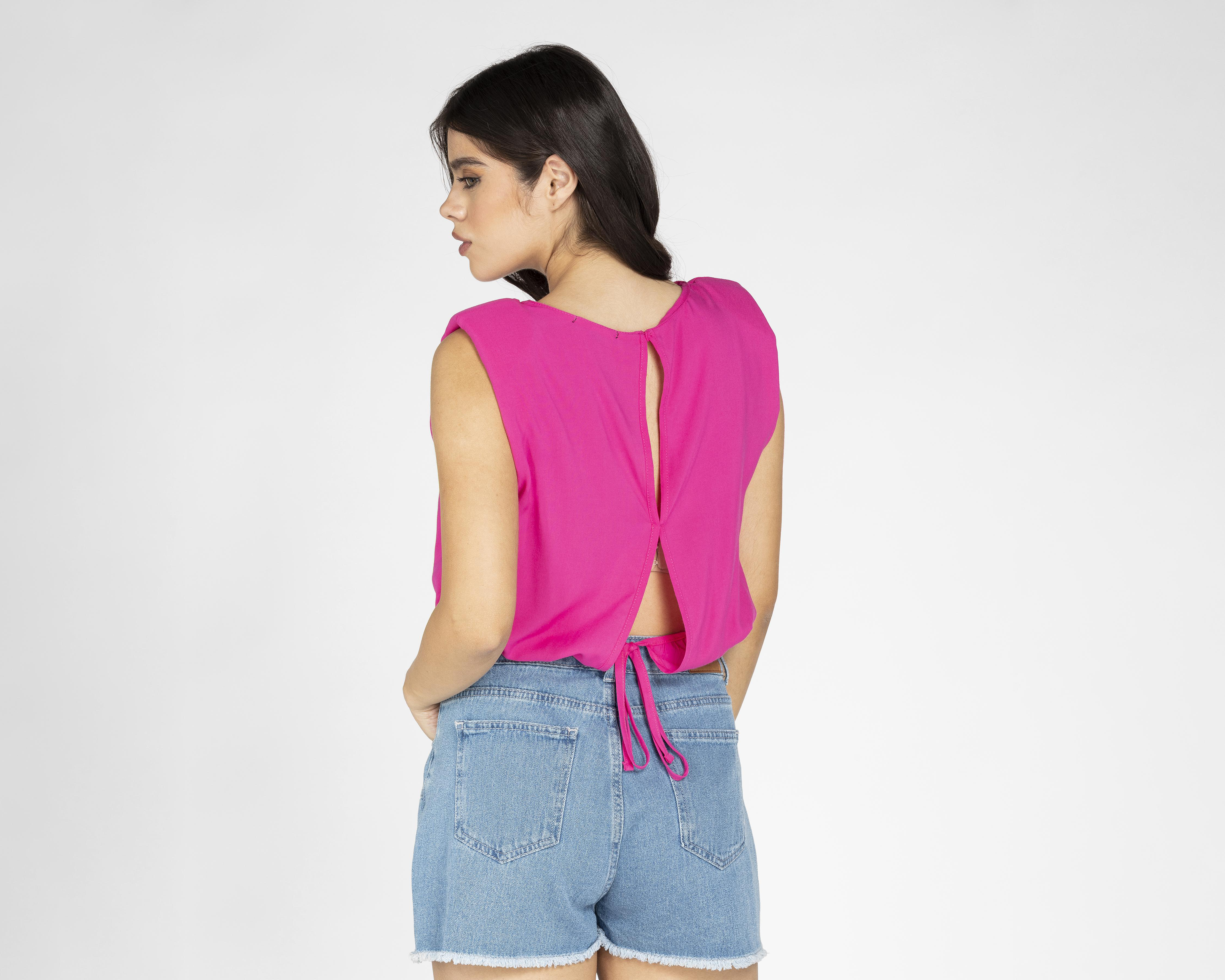 Foto 4 pulgar | Blusa Thinner Rosa con Abertura en Espalda