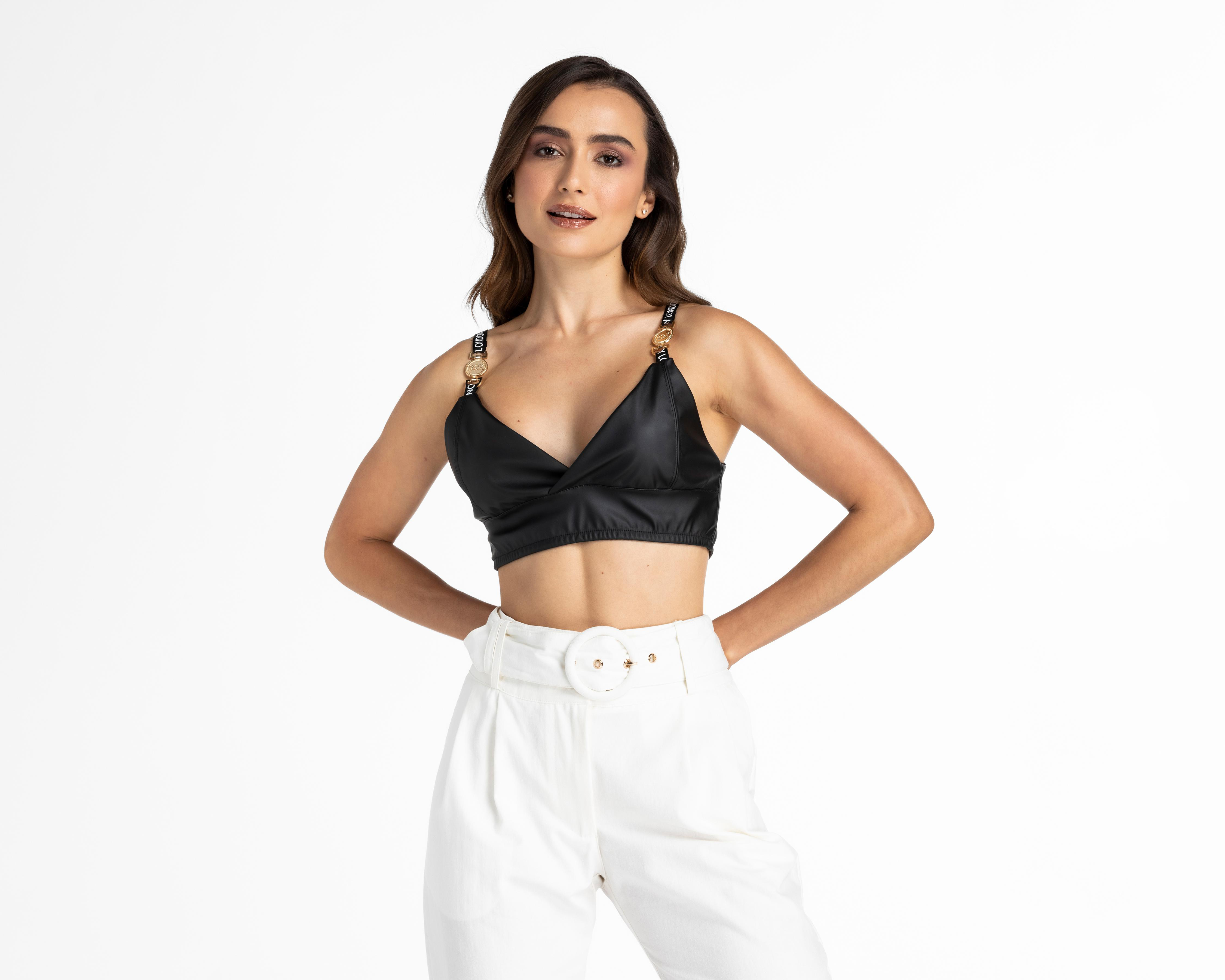 Crop Top Boy London de Tirantes con Escote Cruzado