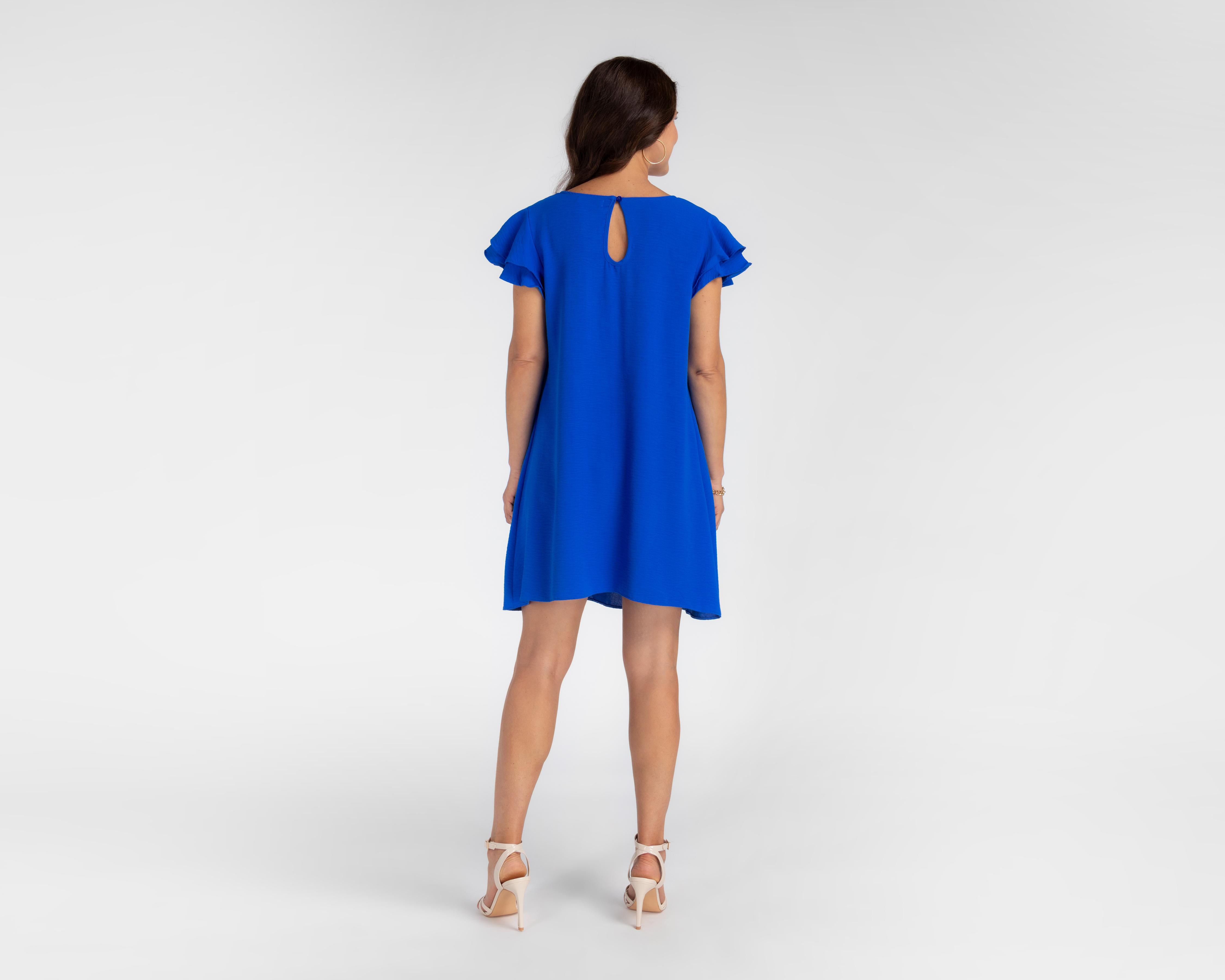 Foto 4 pulgar | Vestido Sahara Formal Azul con Olanes
