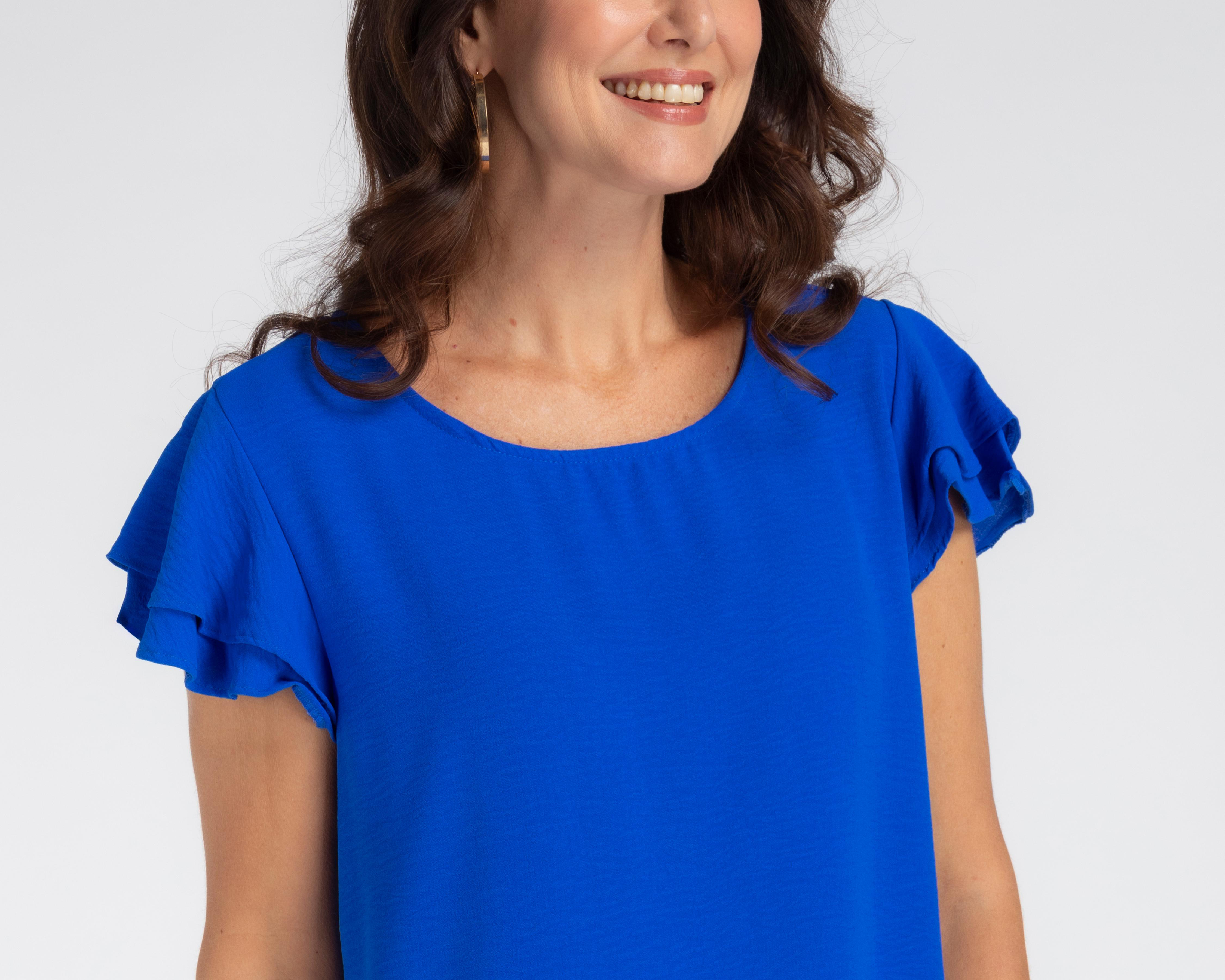 Foto 5 | Vestido Sahara Formal Azul con Olanes