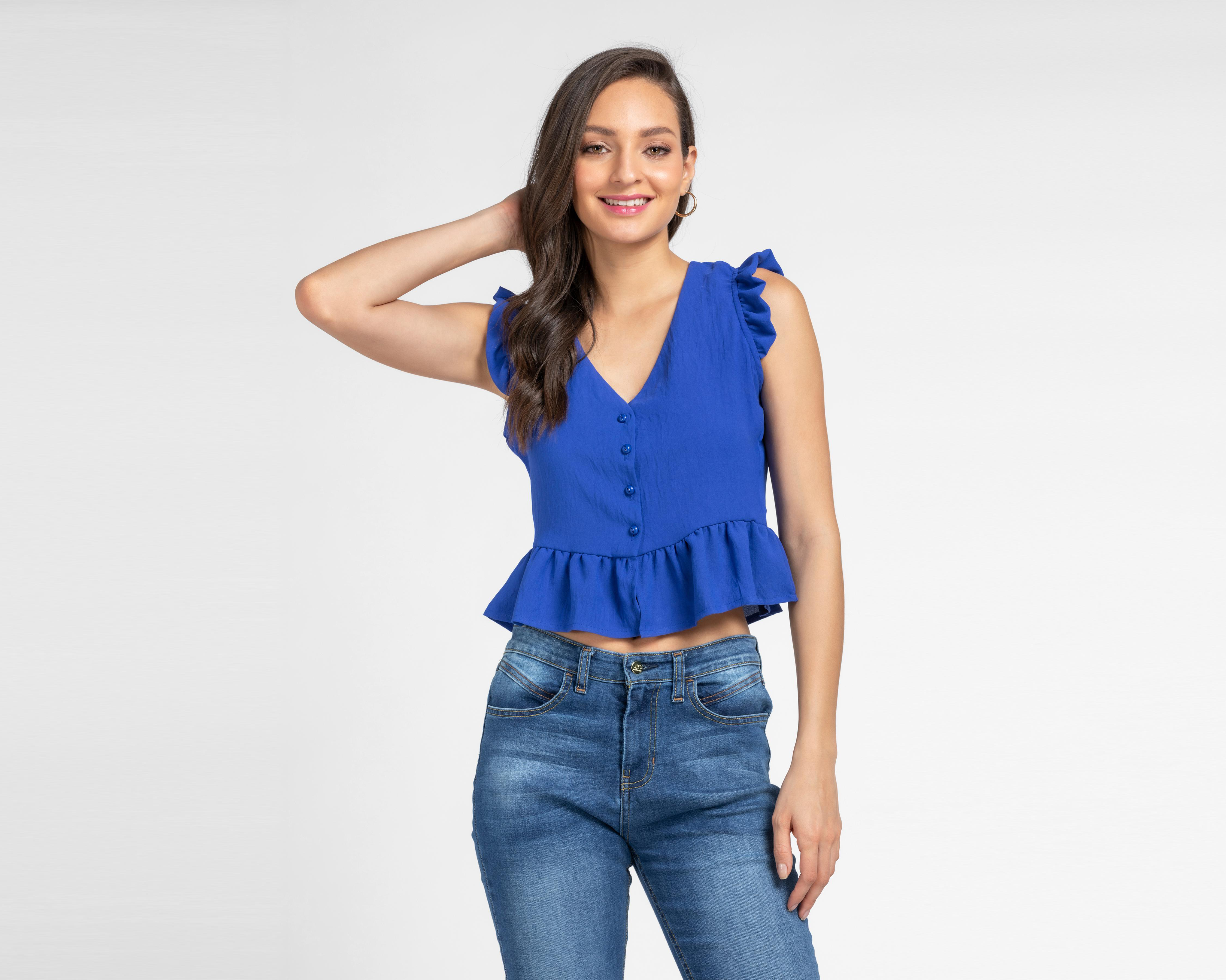 Foto 1 | Blusa Sahara sin Mangas con Holanes