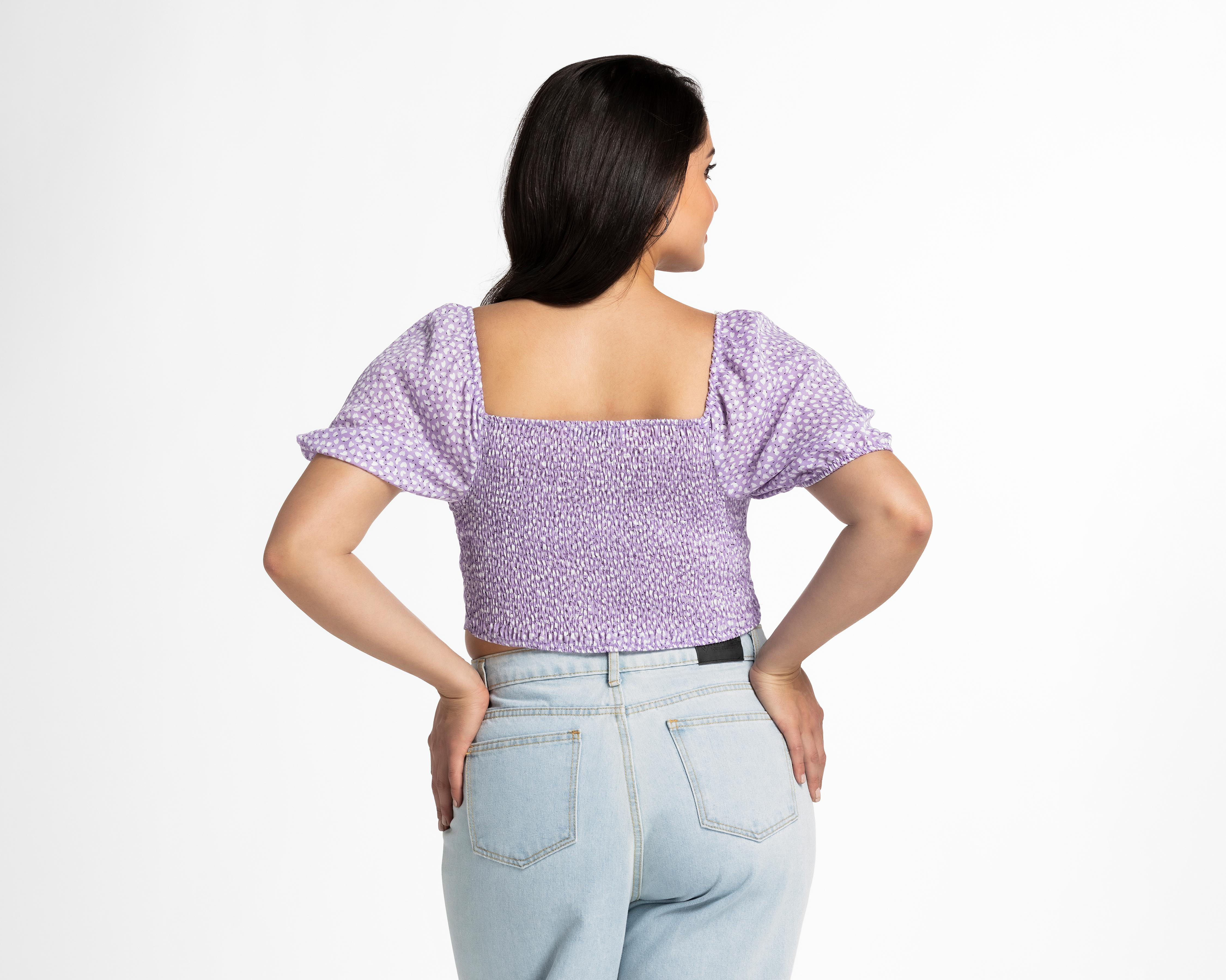 Foto 6 | Crop Top Refill Floreado Manga Corta