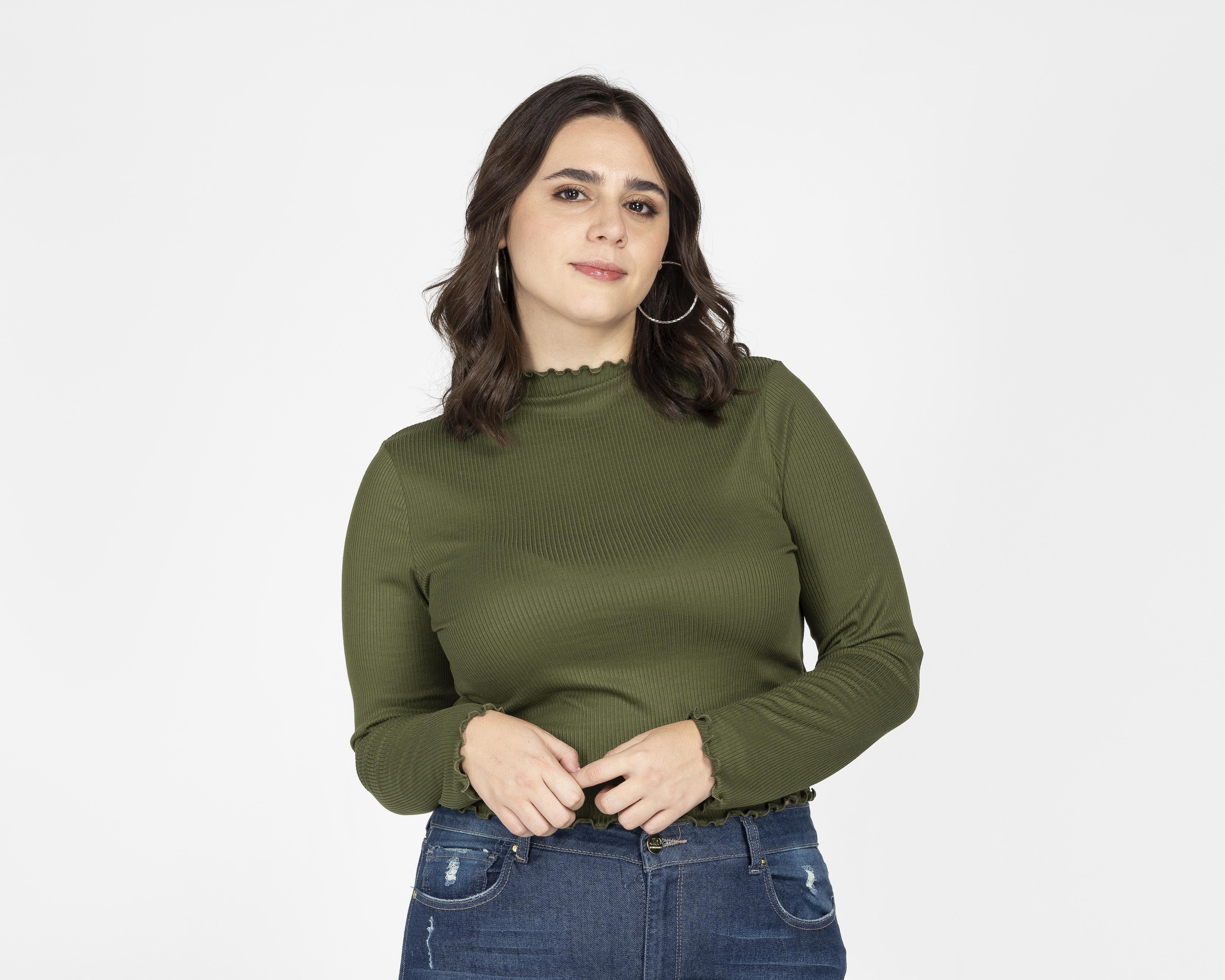 Foto 4 | Blusa 18 Forever Manga Larga Verde Olivo