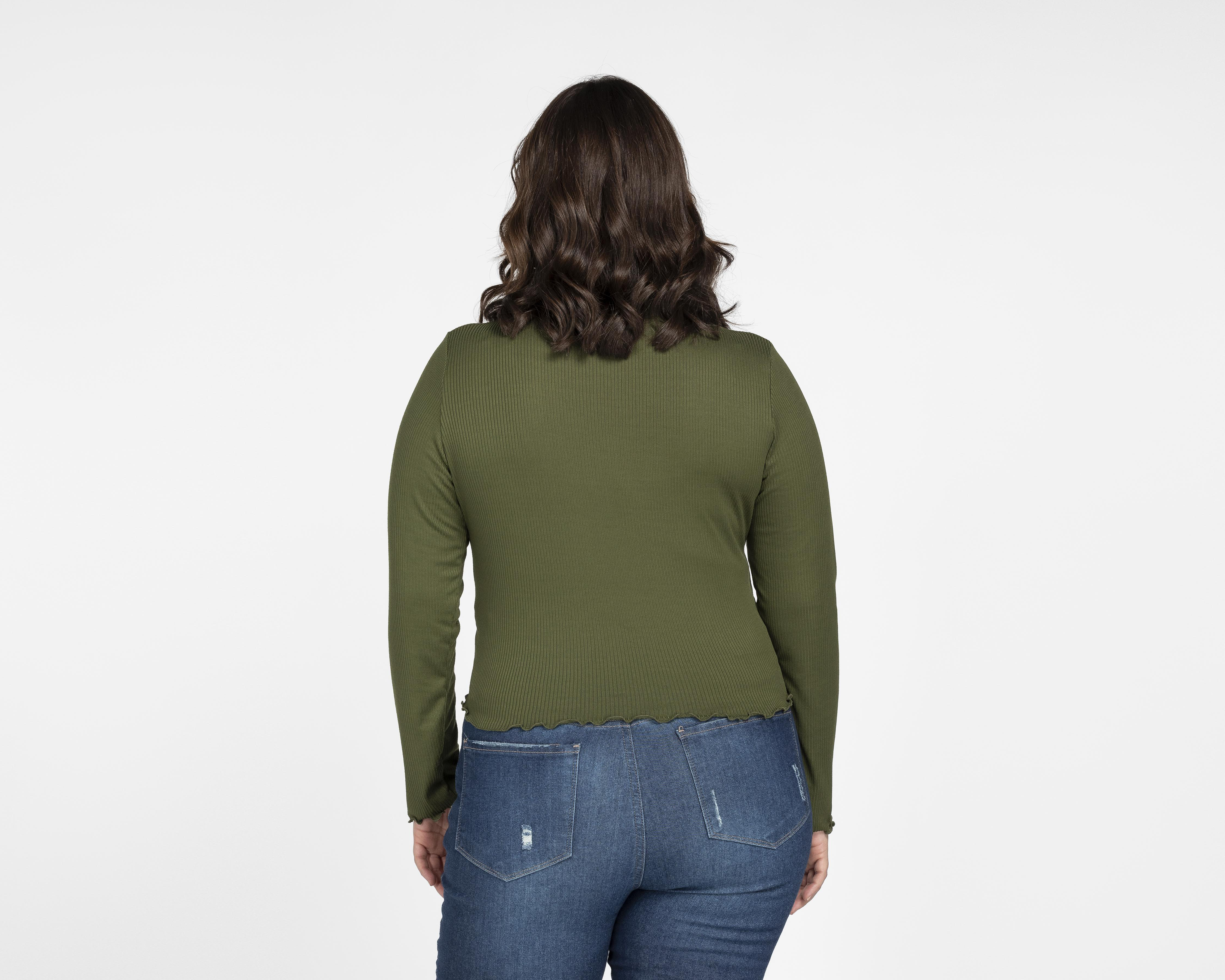 Foto 6 | Blusa 18 Forever Manga Larga Verde Olivo