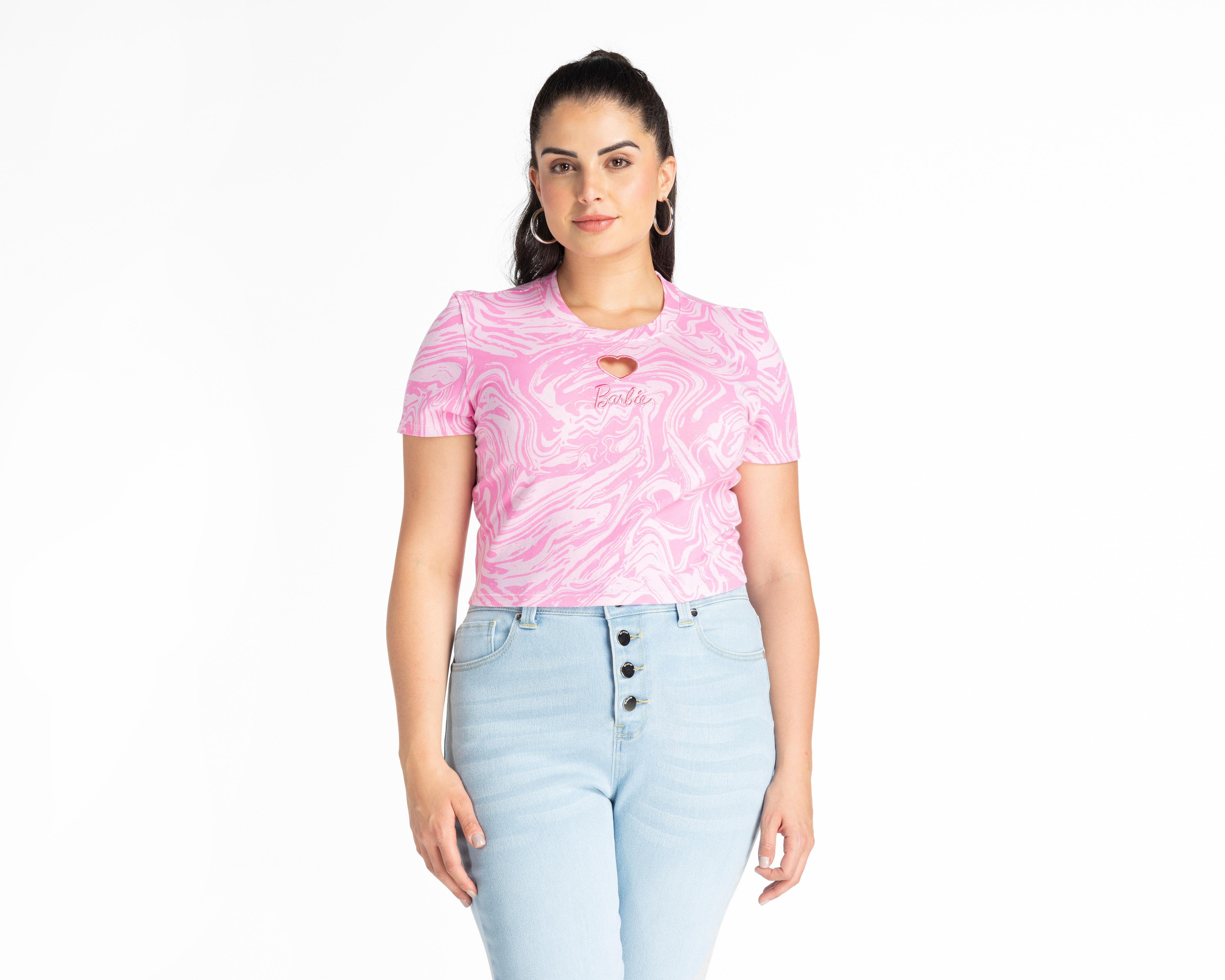 Foto 5 pulgar | Playera Barbie Rosa