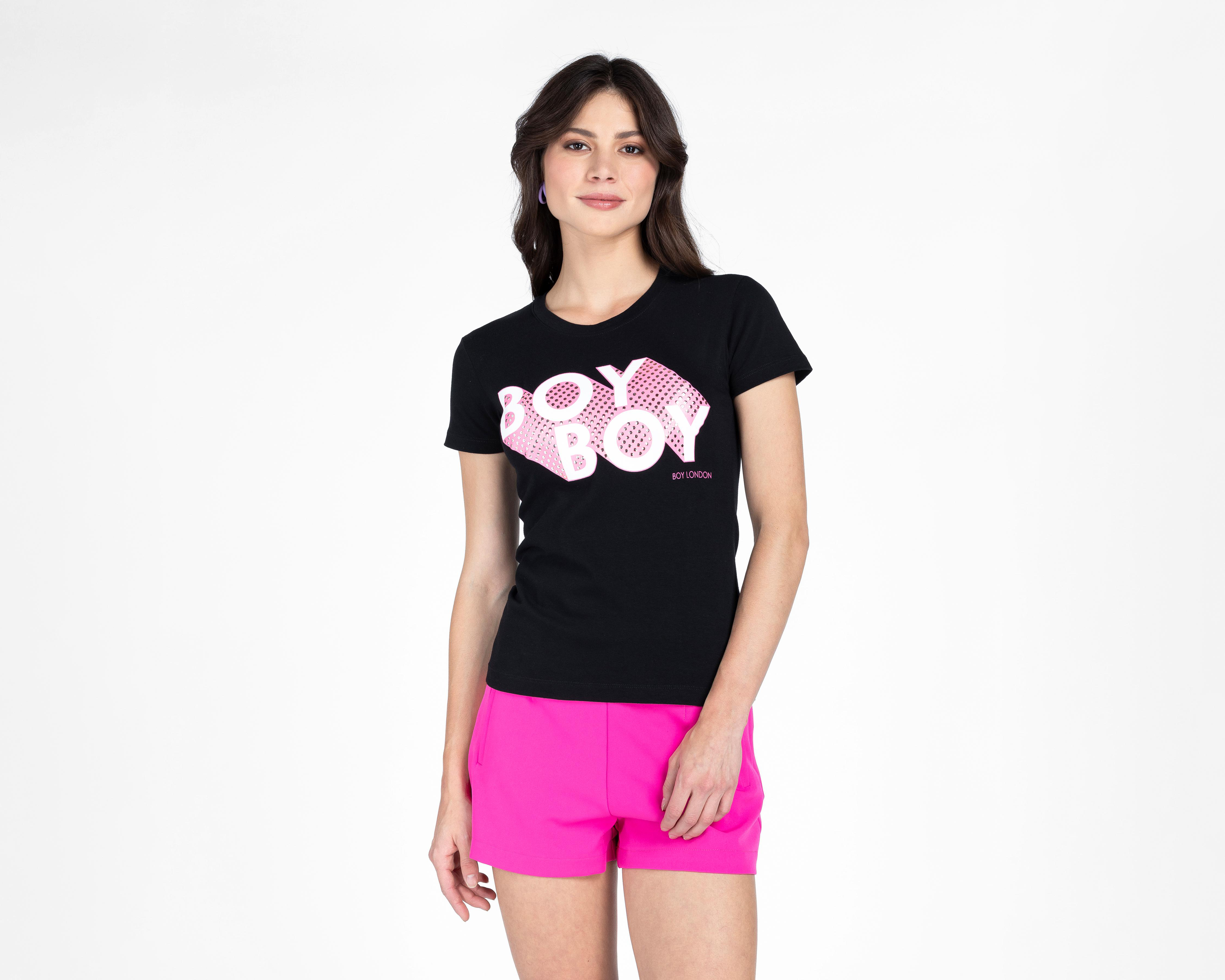 Foto 2 pulgar | Playera Boy London Negra con Estampado