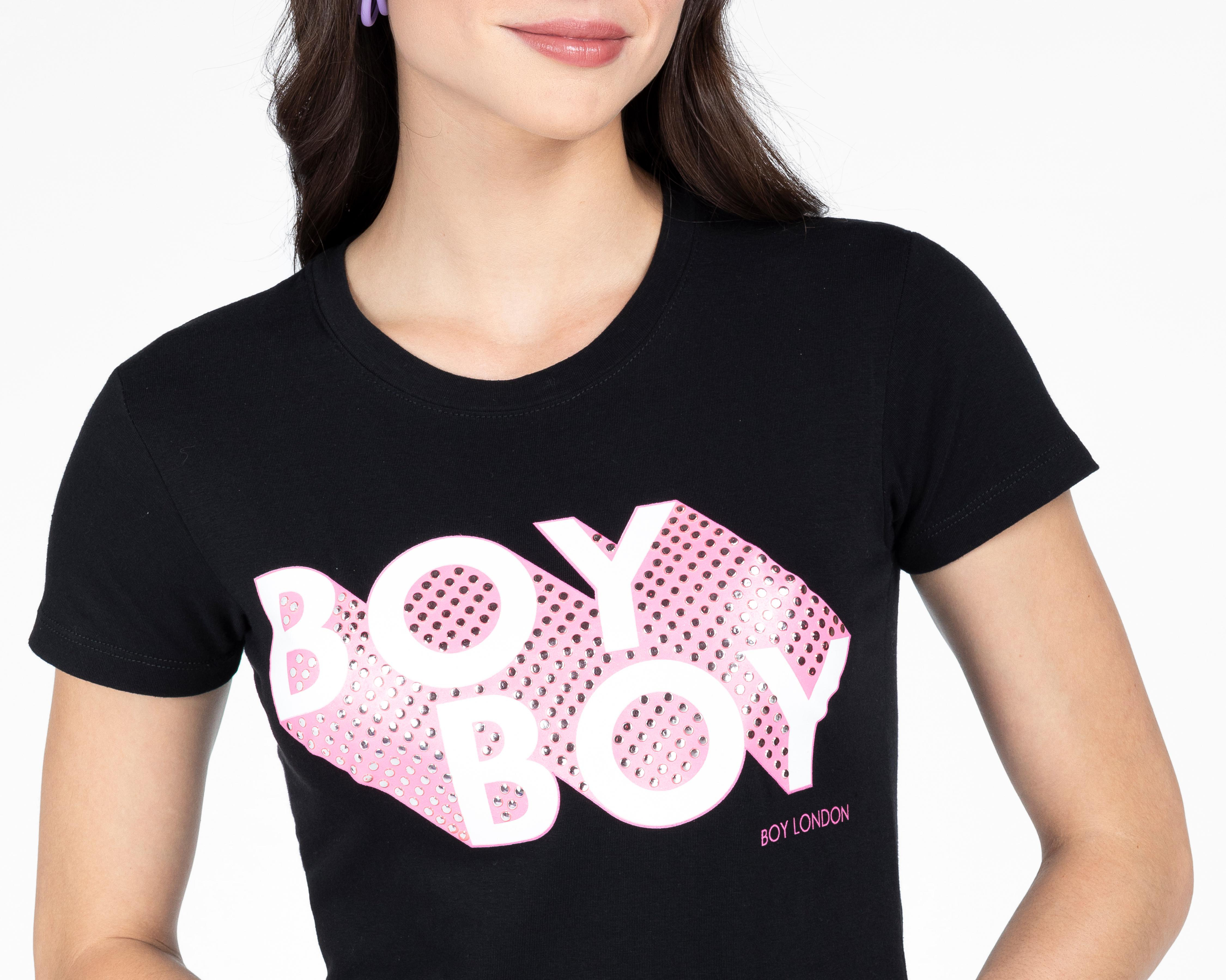 Foto 5 pulgar | Playera Boy London Negra con Estampado