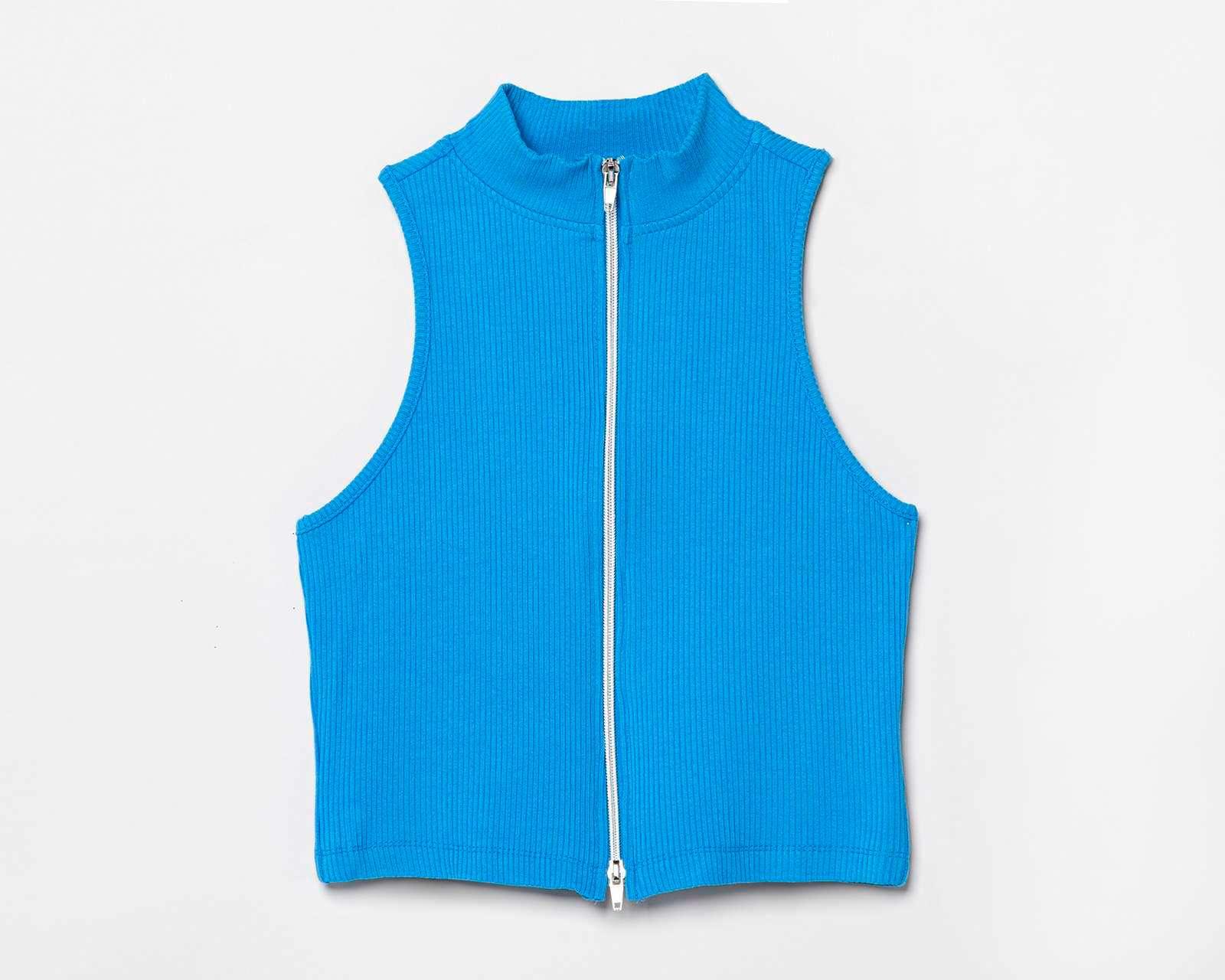 Foto 6 pulgar | Playera Thinner Azul con Cierre