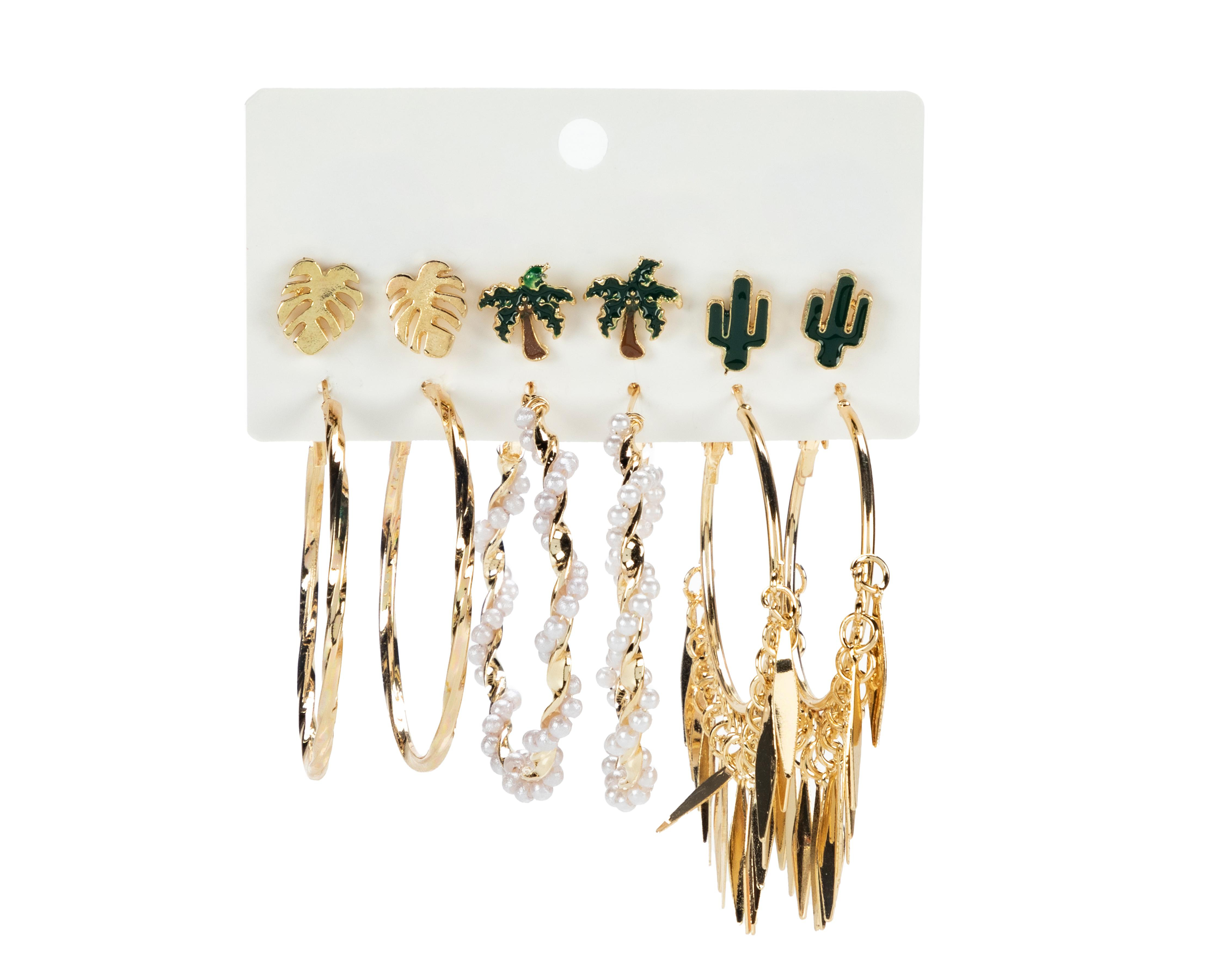 Aretes y Arracadas Sahara Doradas 6 Pares $129