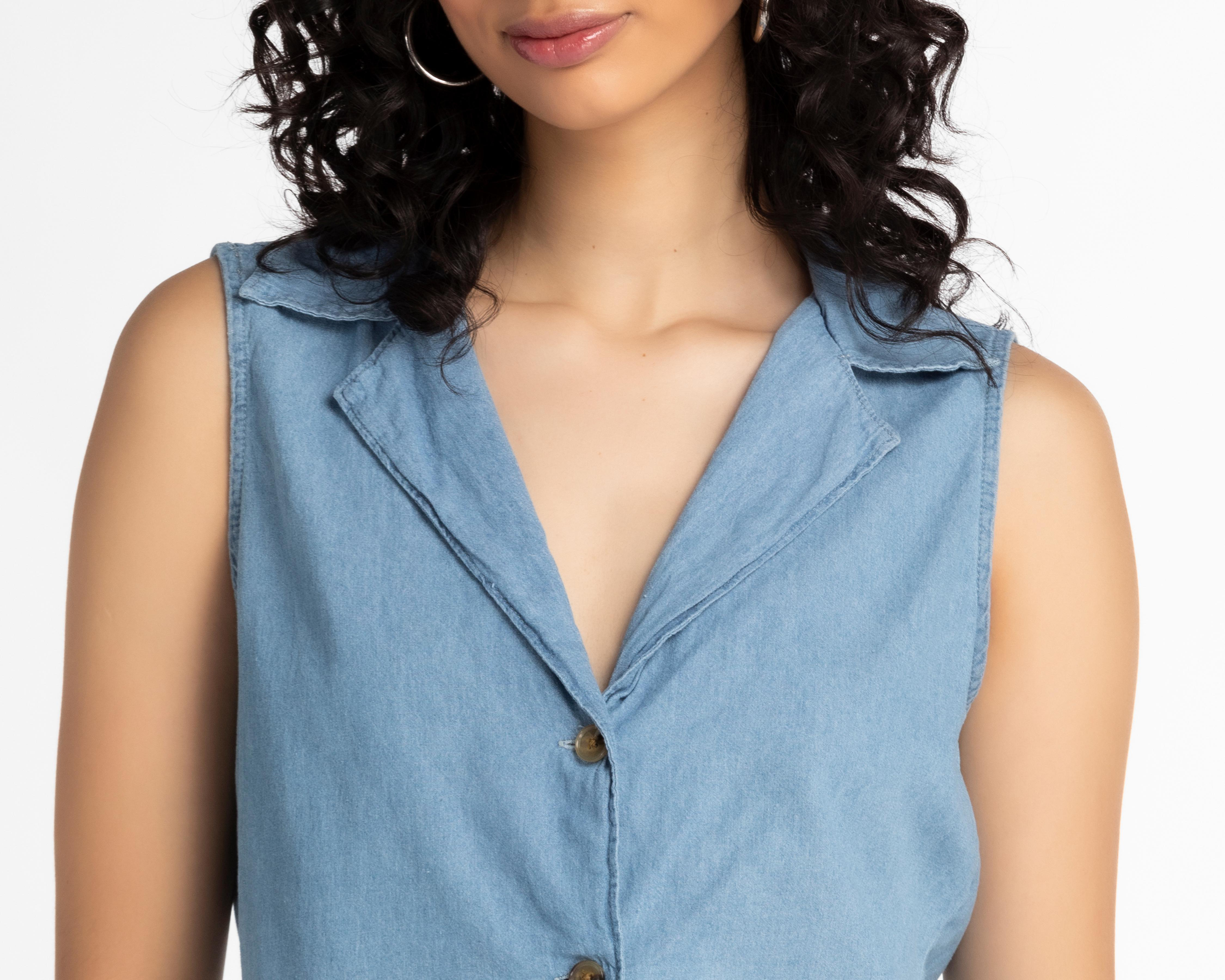 Foto 4 | Blusa Refill sin Mangas con Botones