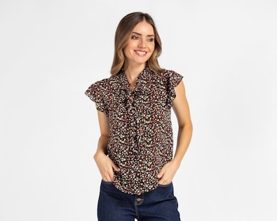 Foto 1 | Blusa Sahara Manga Corta con Holanes y Estampado Floral