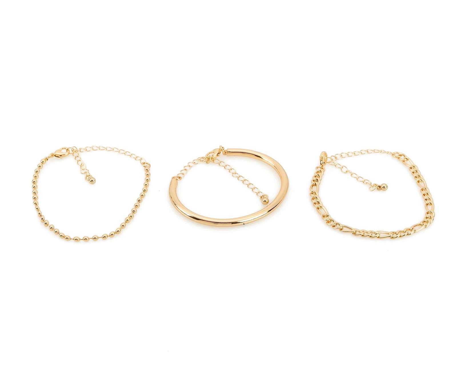 Pulseras Jennifer Lopez Doradas 3 Pares
