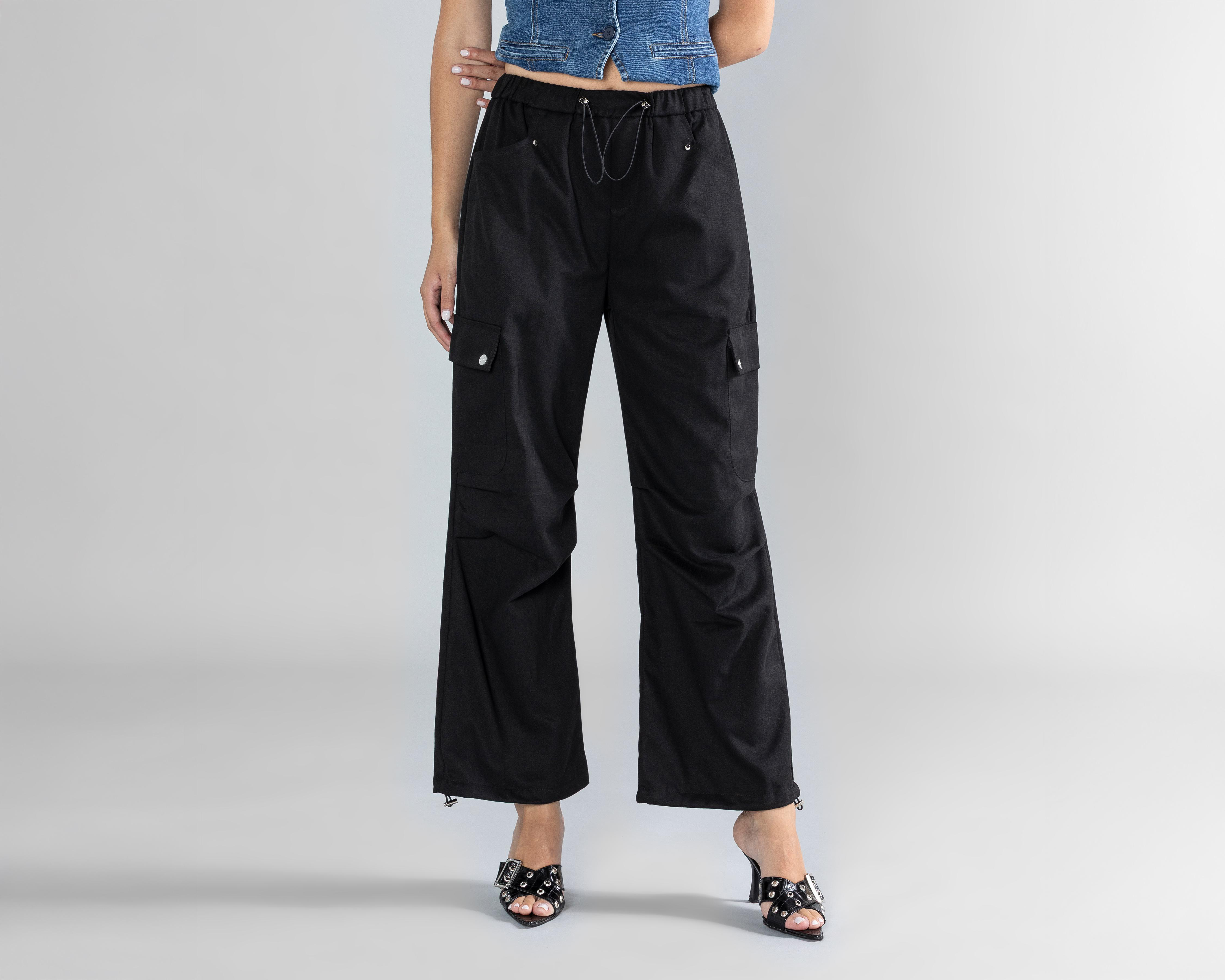 Foto 3 pulgar | Pantalón Cargo Strona Negro para Mujer