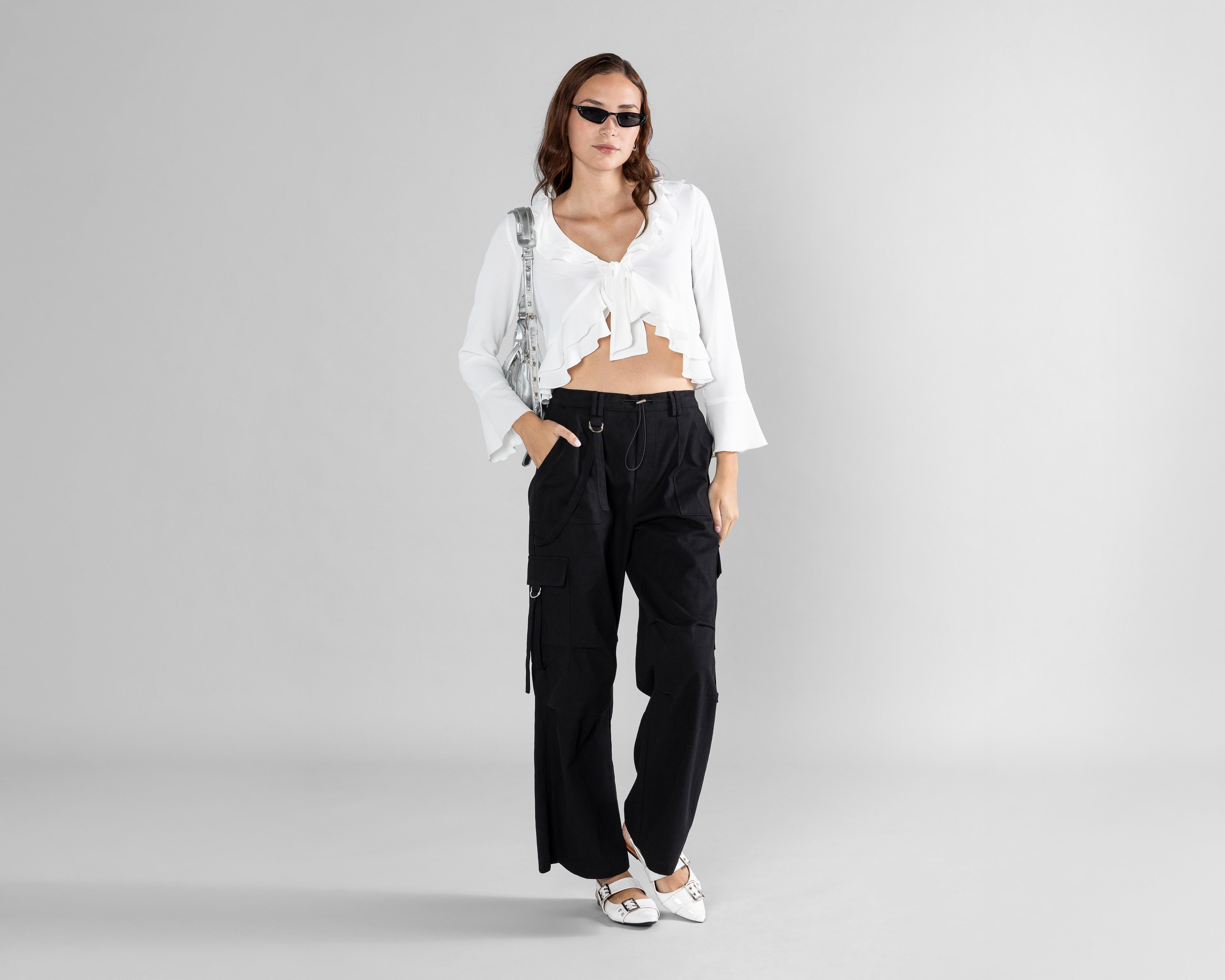 Foto 2 pulgar | Pantalón Cargo Strona Negro para Mujer