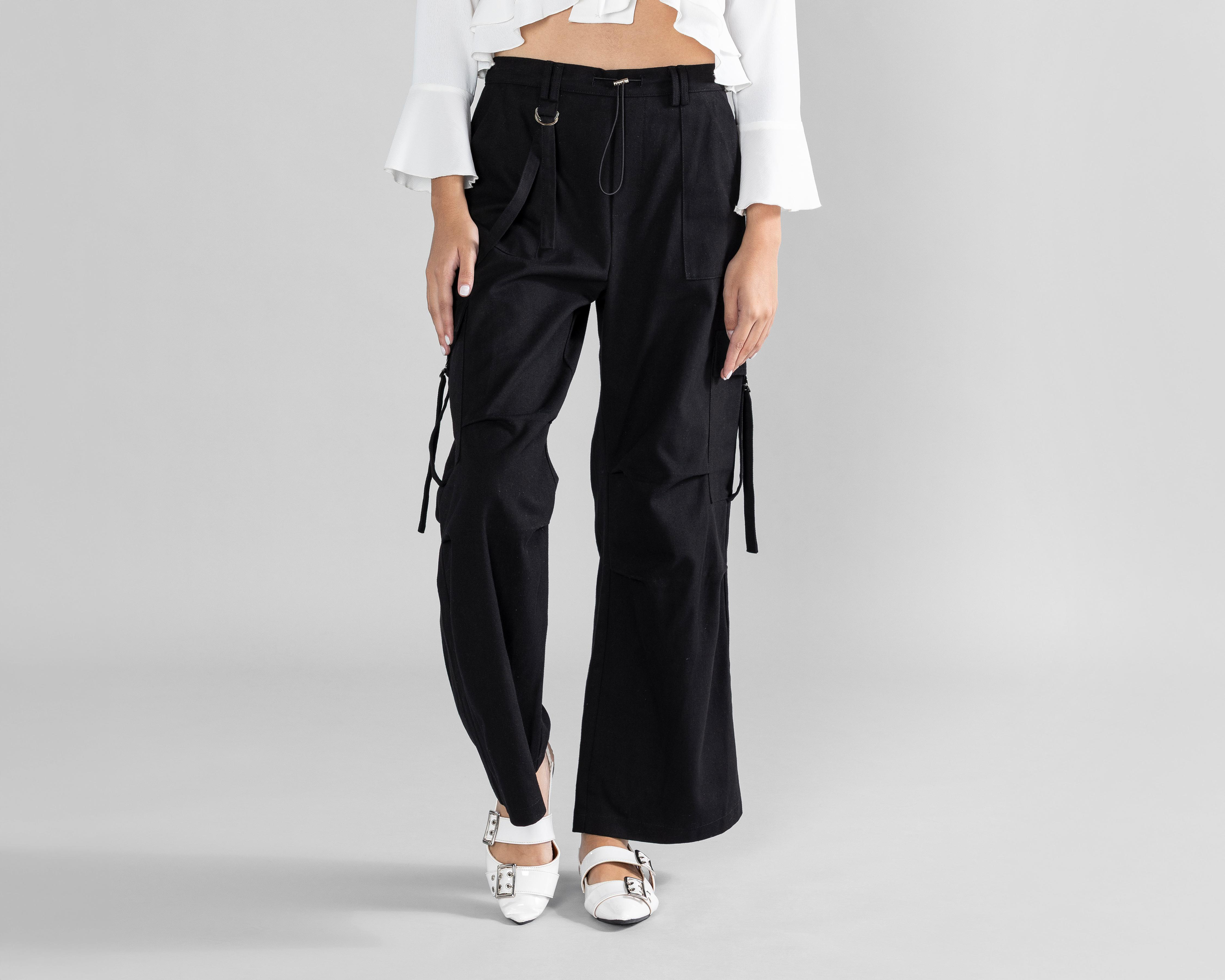 Foto 3 pulgar | Pantalón Cargo Strona Negro para Mujer