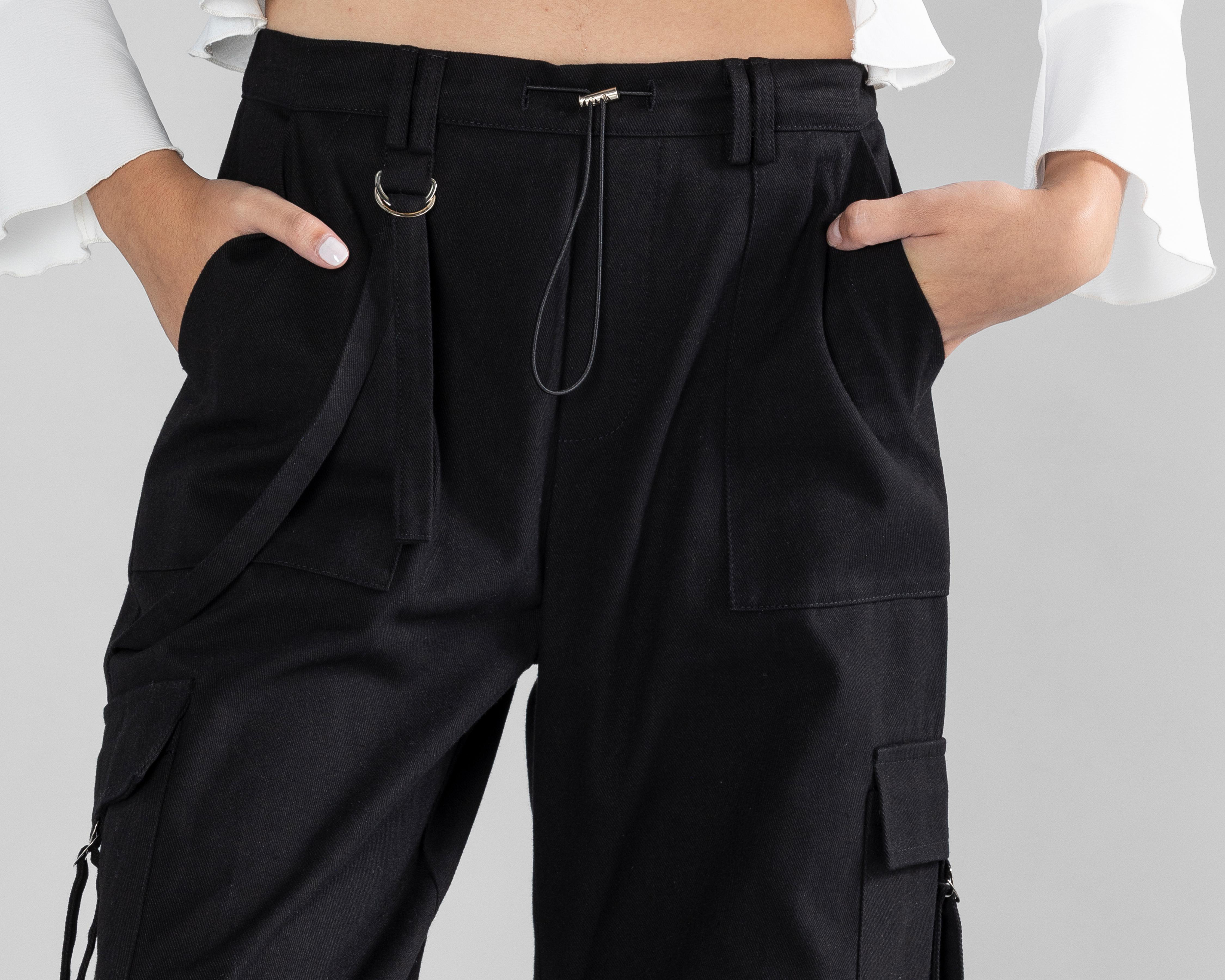Foto 5 pulgar | Pantalón Cargo Strona Negro para Mujer