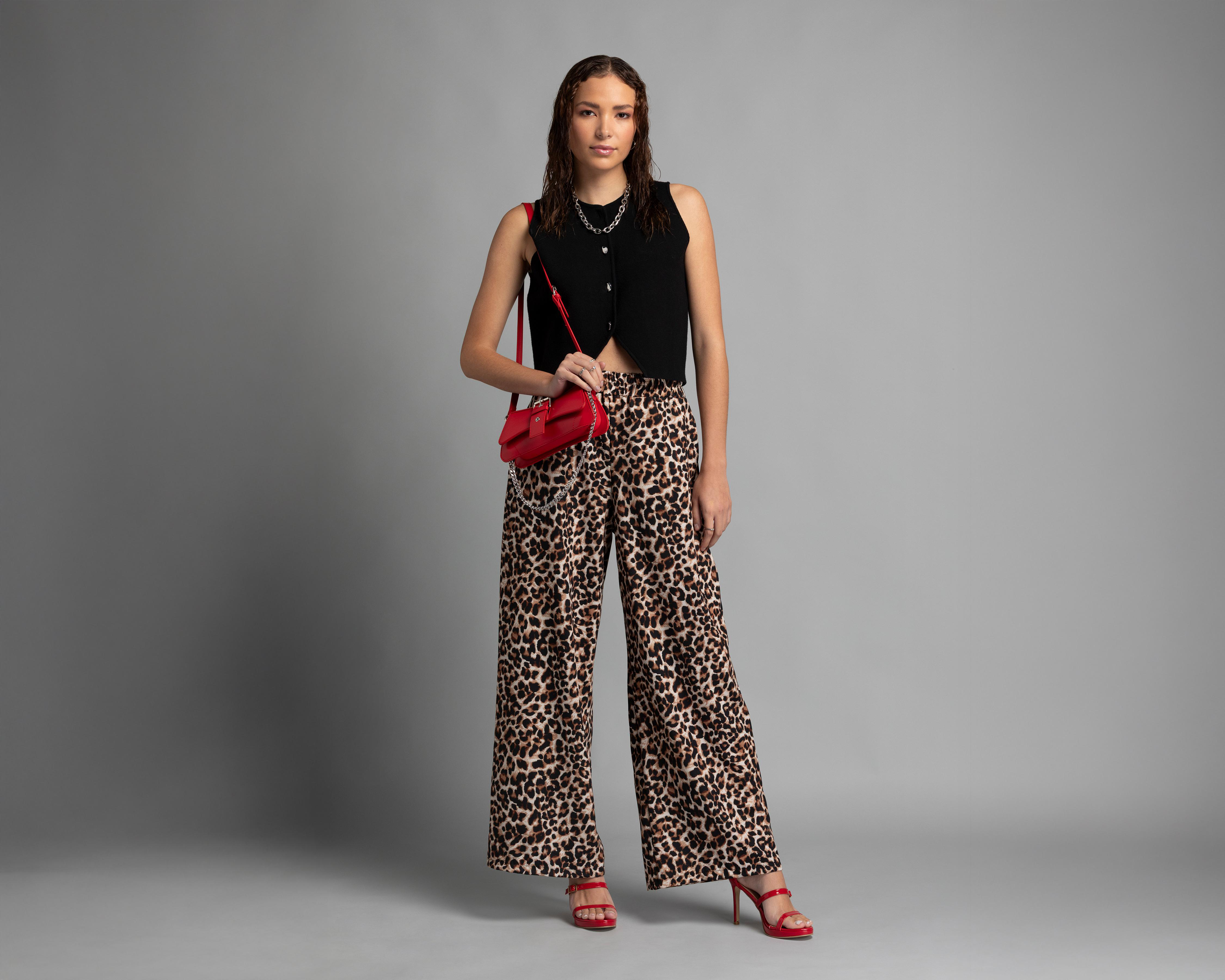 Pantalón Ancho Strona Animal Print para Mujer