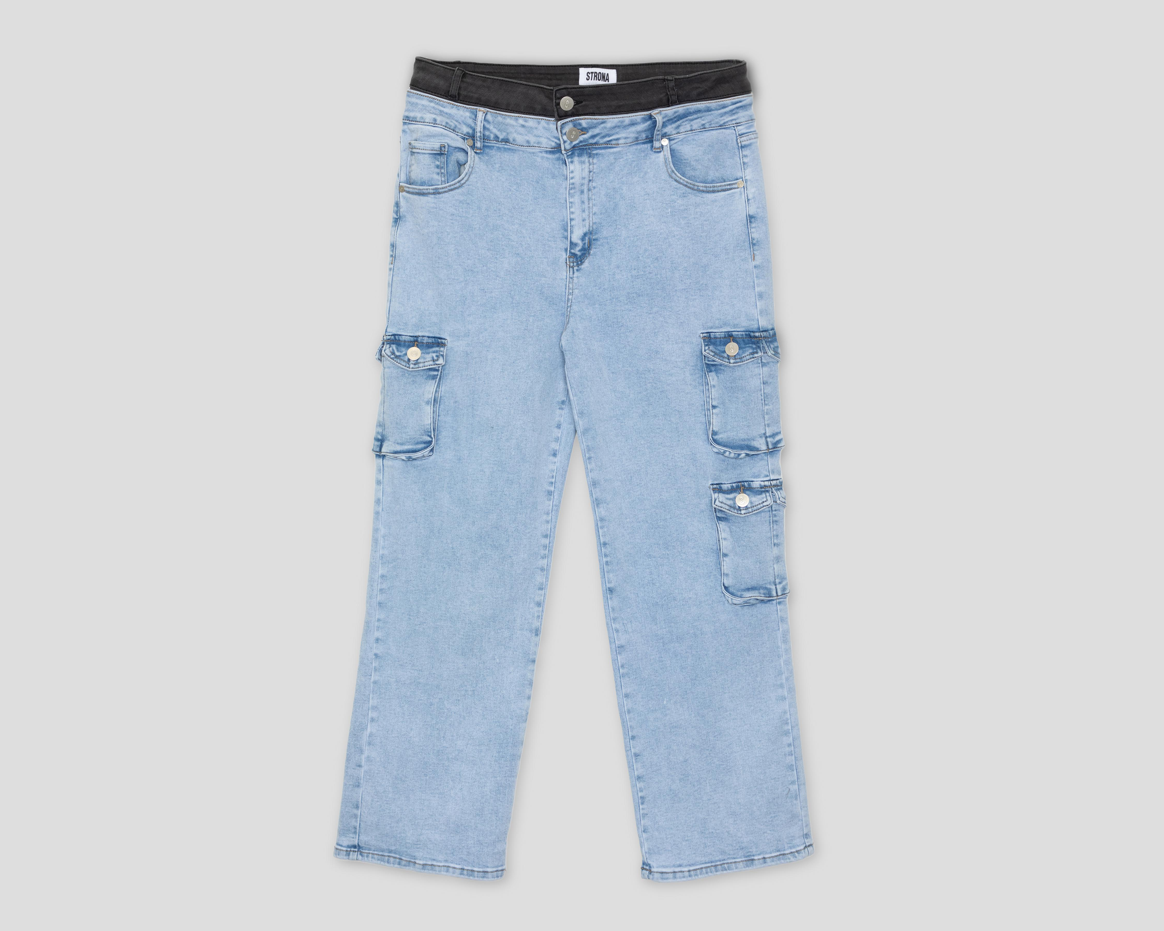 Pantalón Cargo Strona de Mezclilla para Mujer
