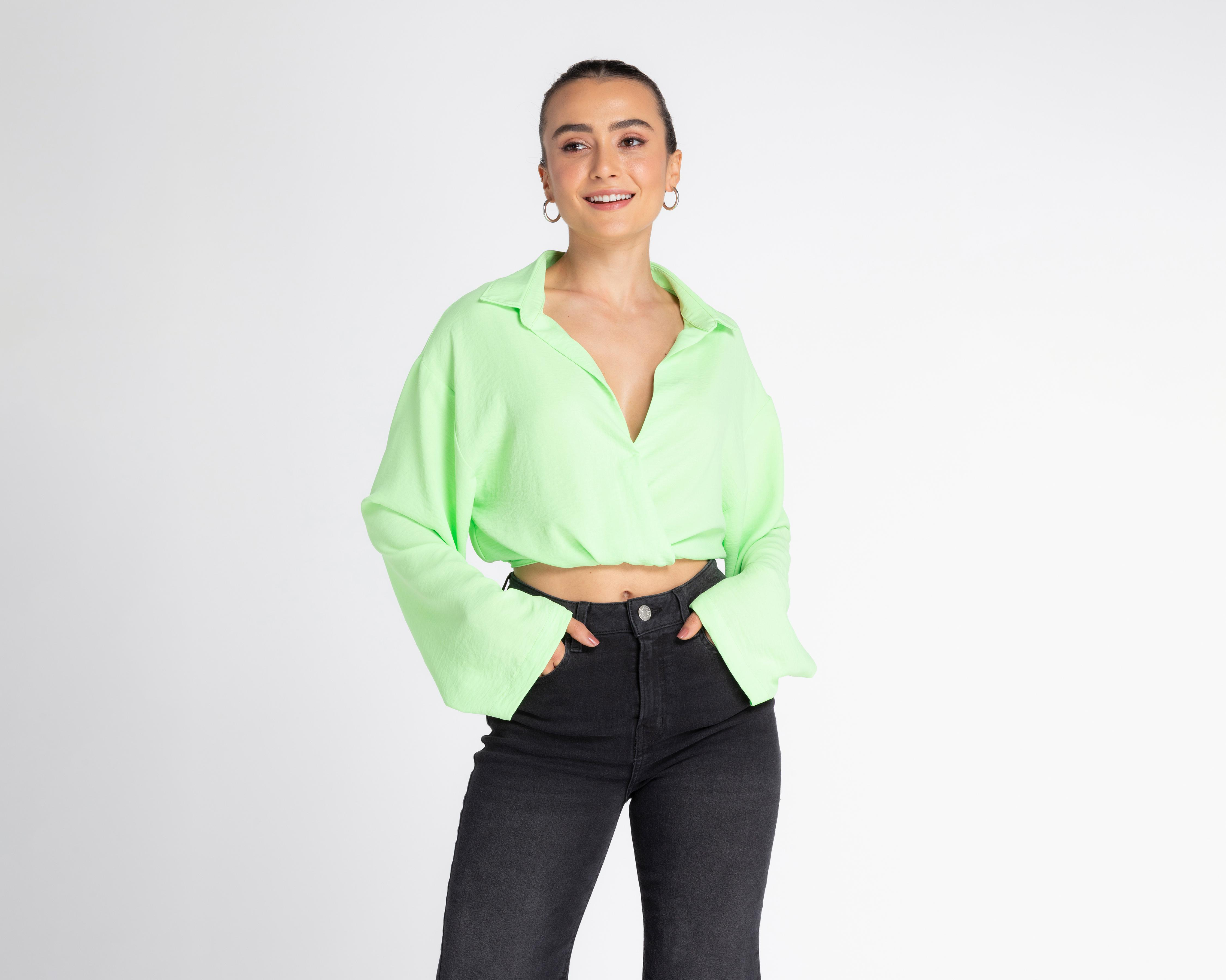 Blusa Jennifer Lopez Verde Manga Larga