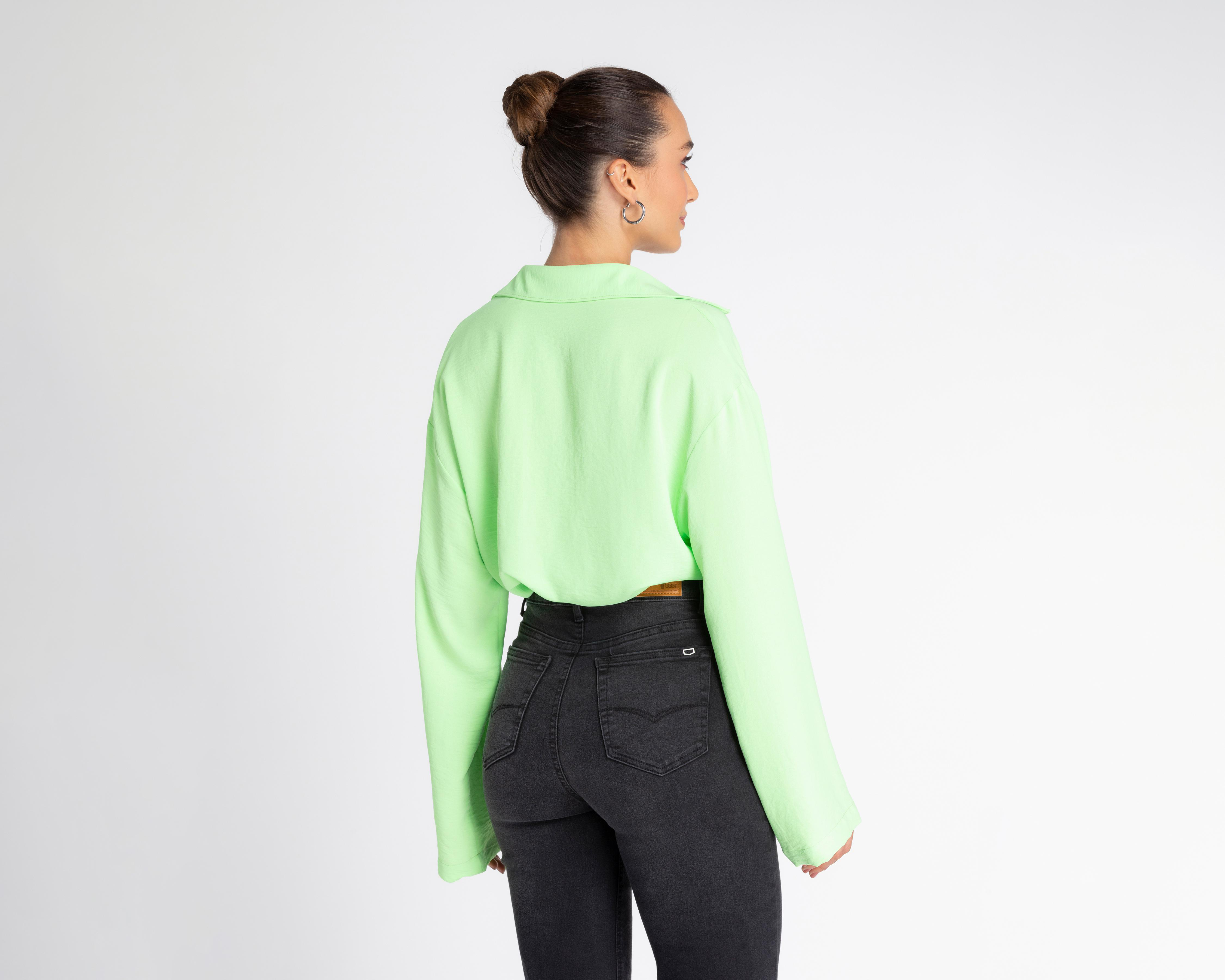 Foto 4 pulgar | Blusa Jennifer Lopez Verde Manga Larga