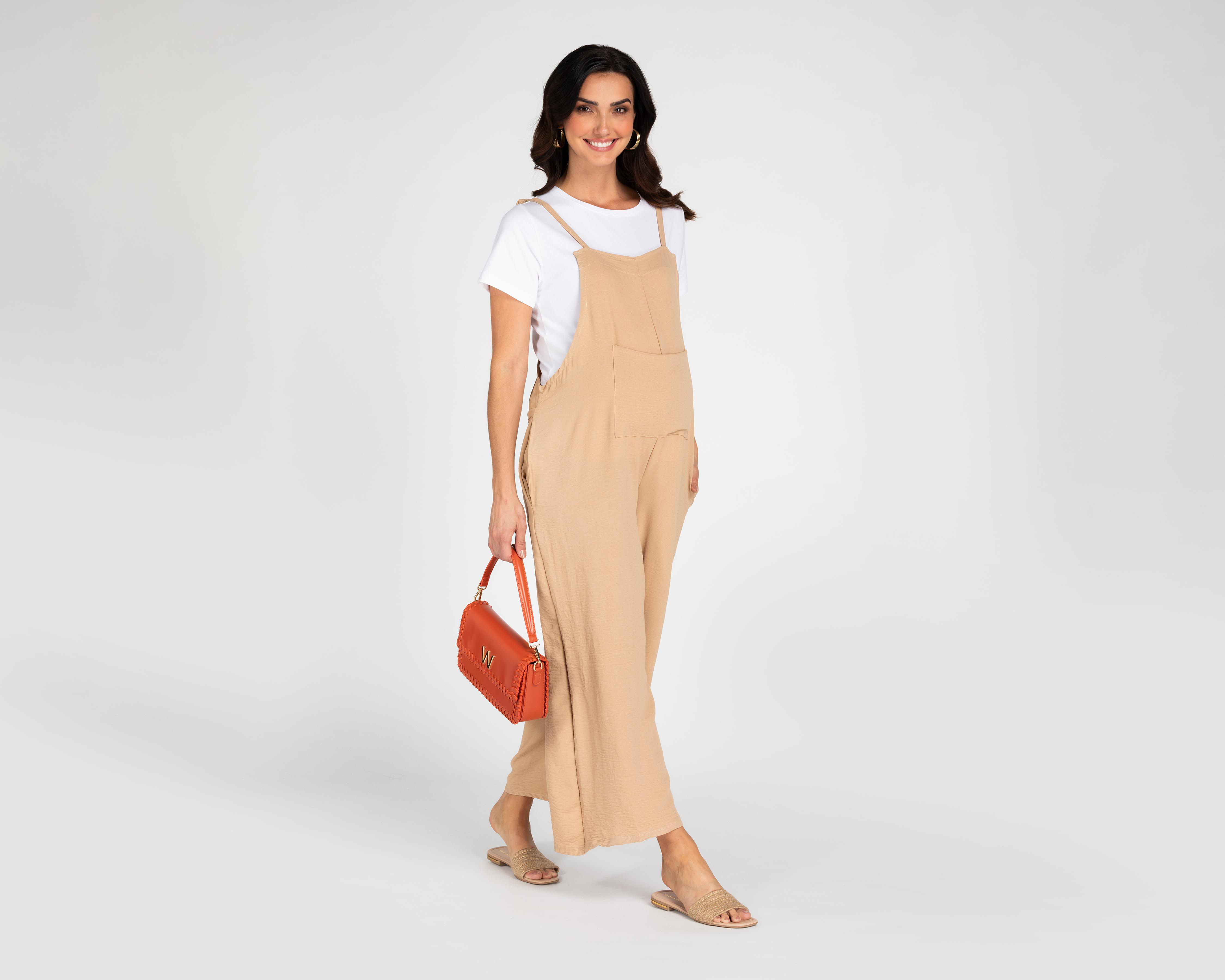 Foto 3 pulgar | Jumper de Maternidad Mam Maternity Beige con Tirantes
