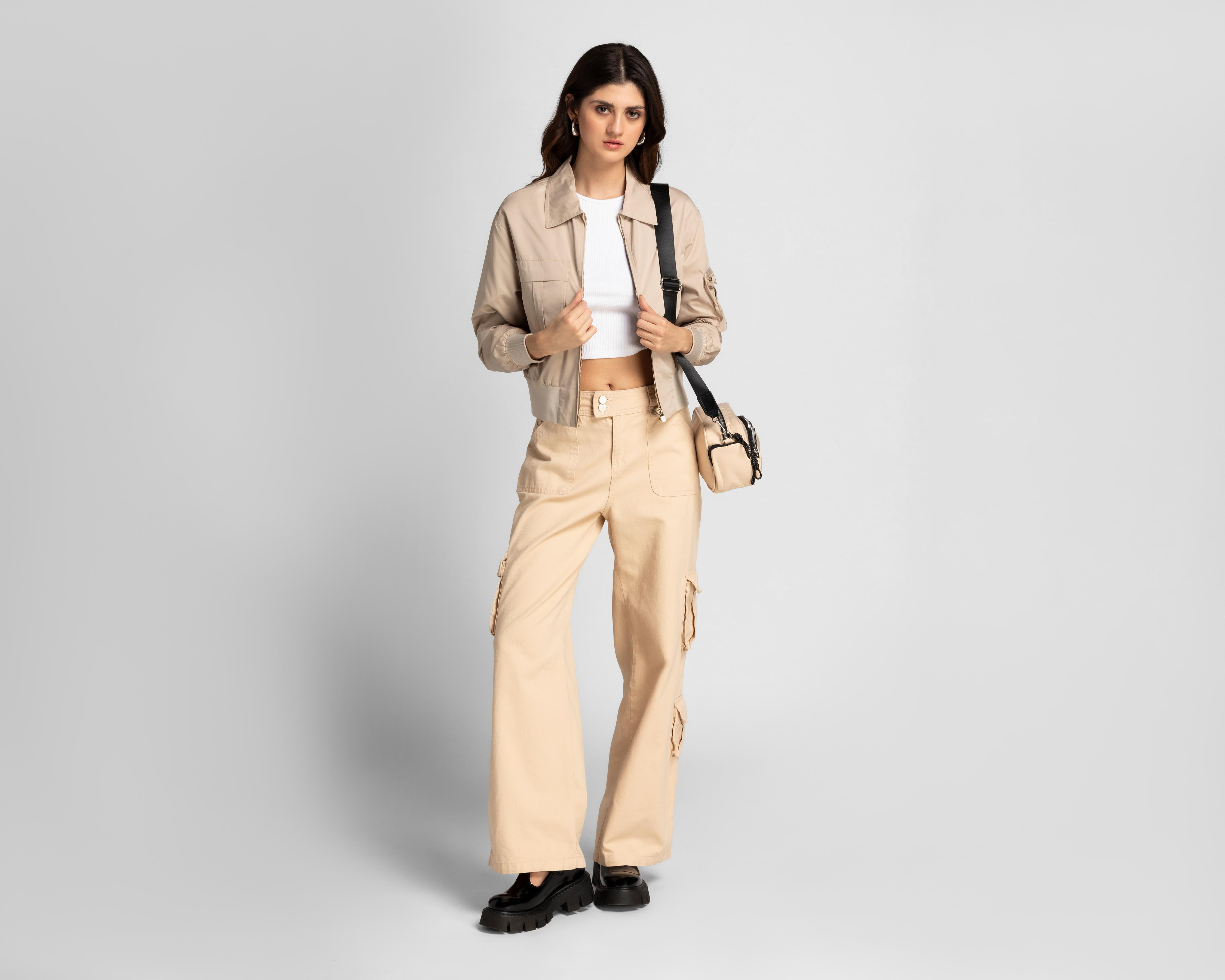Foto 2 | Chamarra Refill Beige con Bolsas Cargo