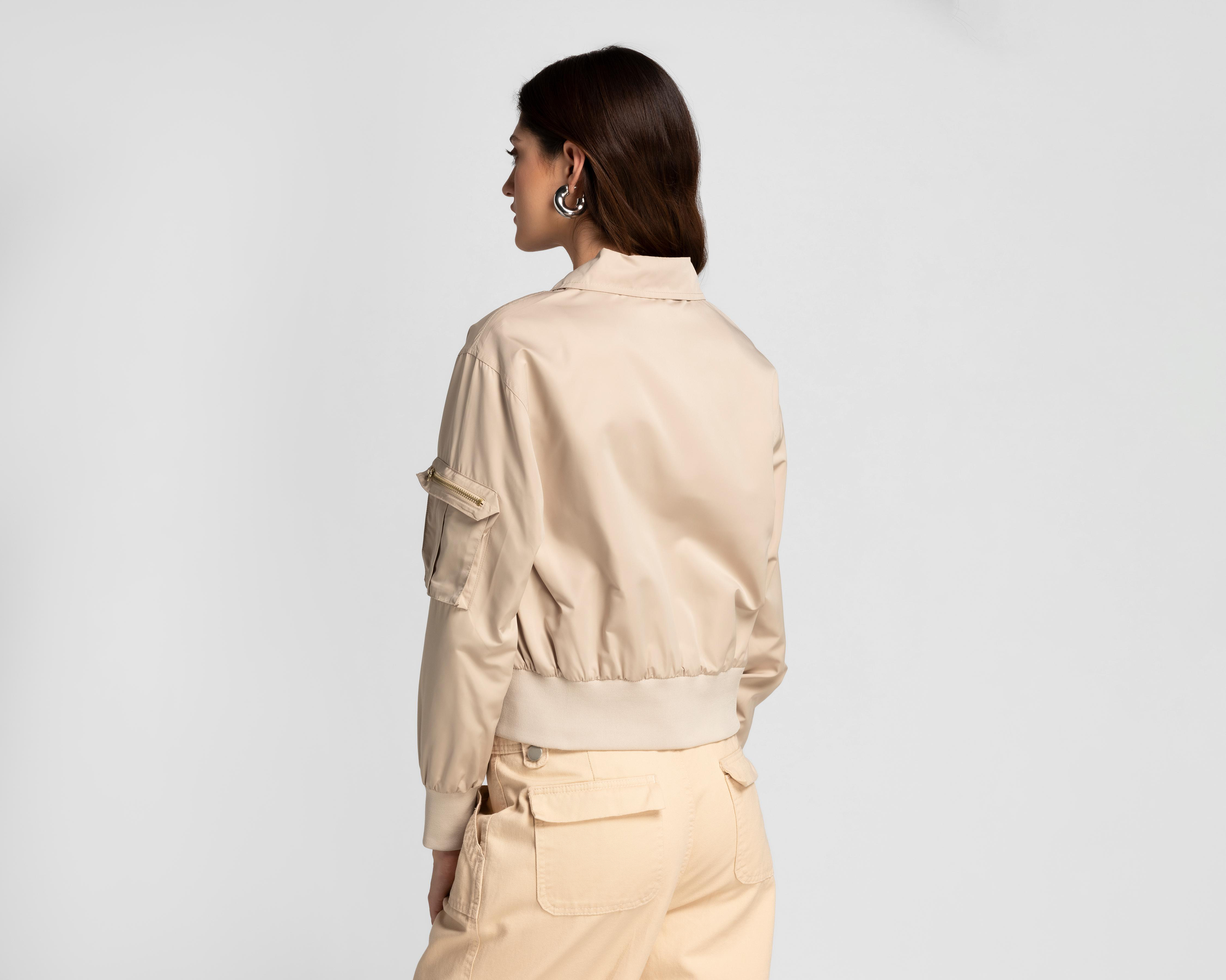 Foto 3 | Chamarra Refill Beige con Bolsas Cargo