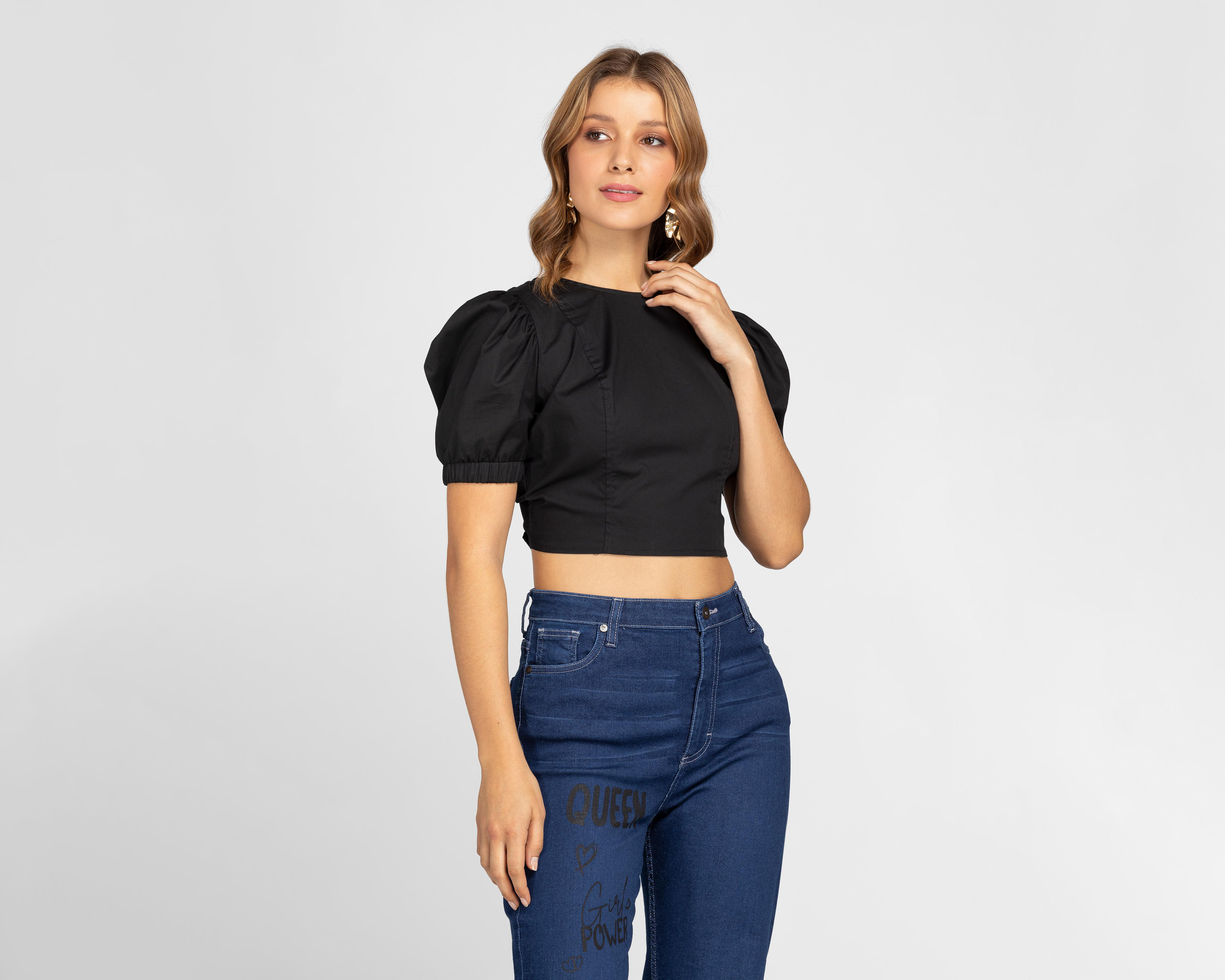 Blusa Jennifer Lopez Manga de Farol con Escote en Espalda $196