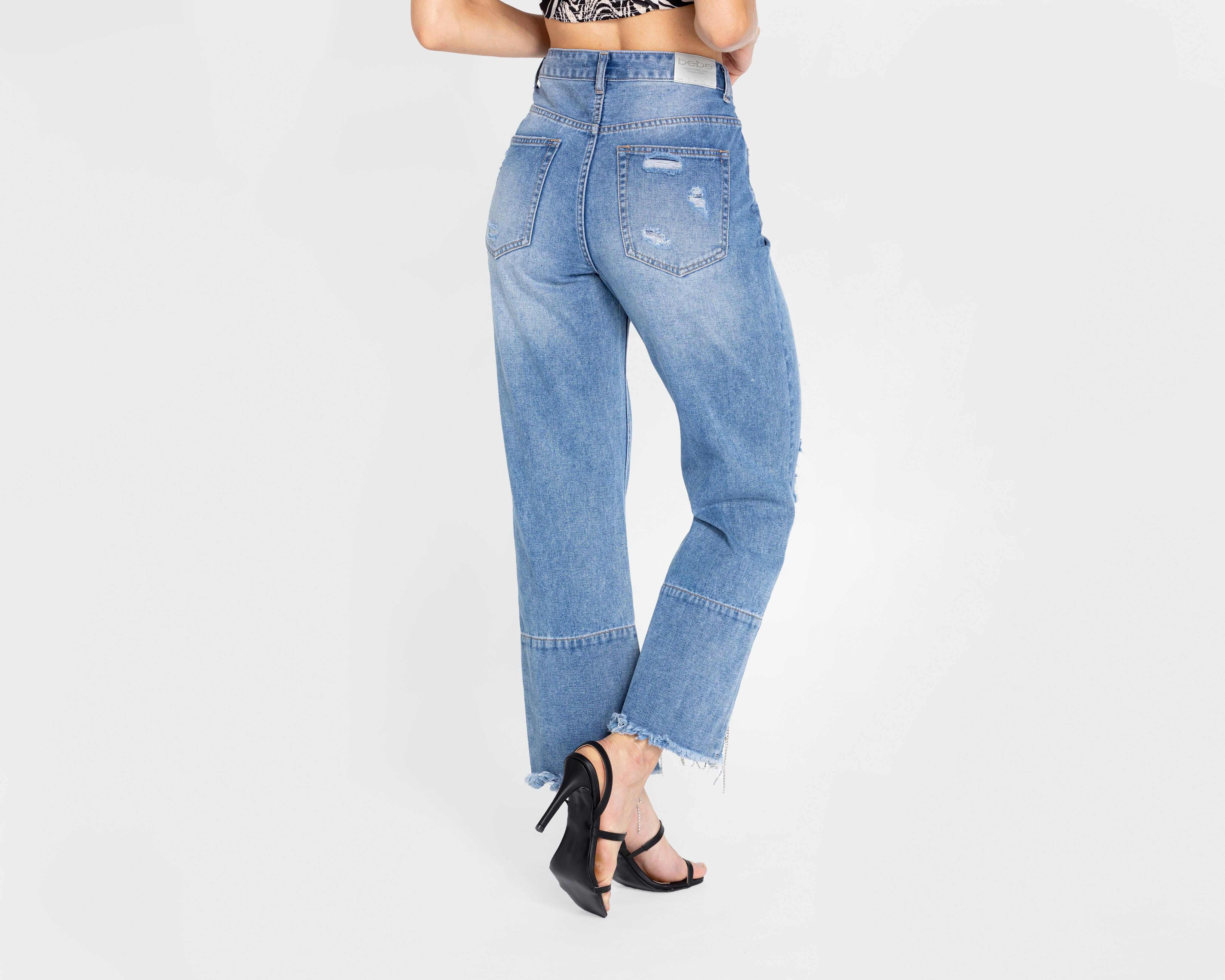 Foto 3 pulgar | Jeans Bebe Straight Fit con Cristales