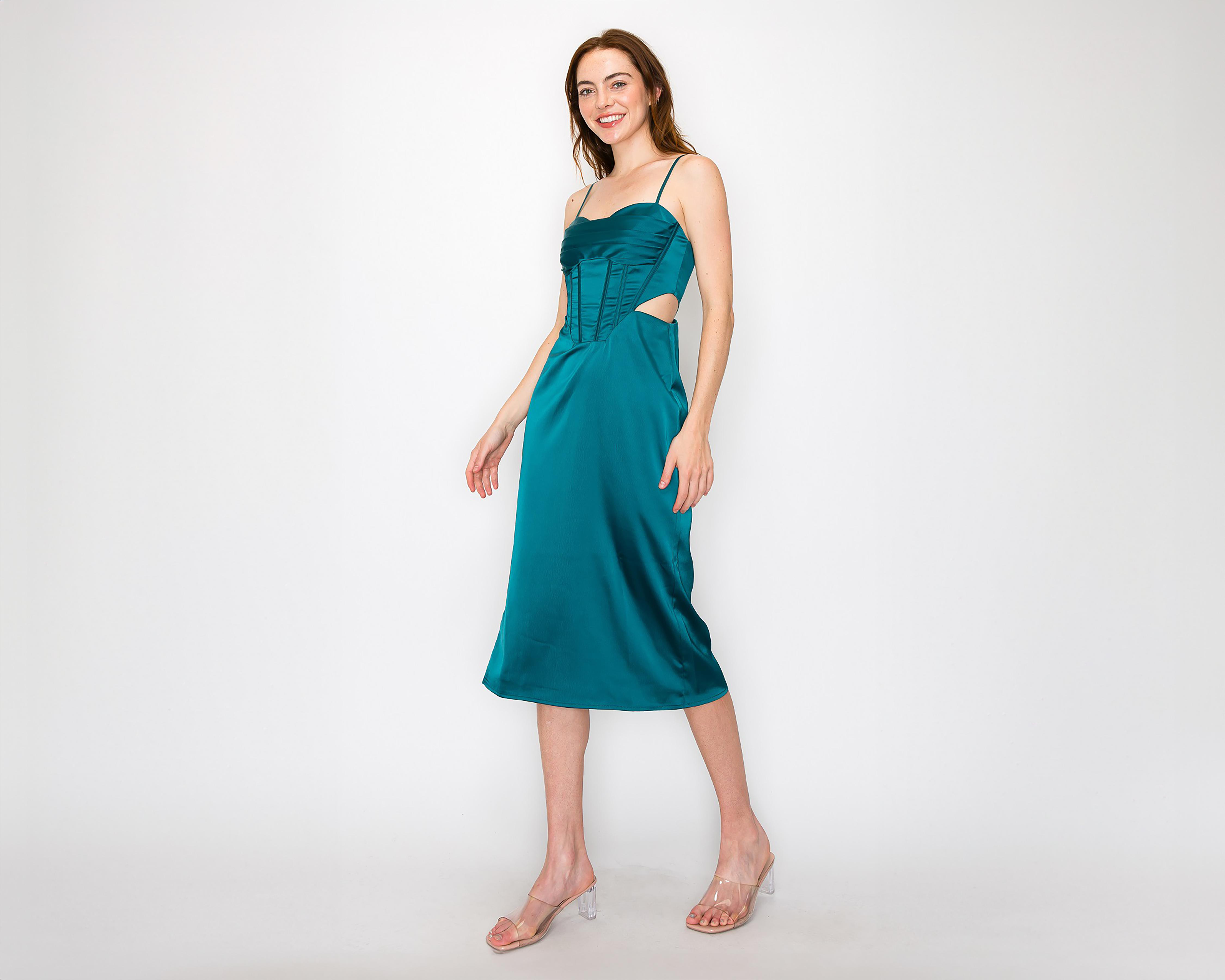 Vestido Minuet de Fiesta de Tirantes con Aberturas Laterales $649