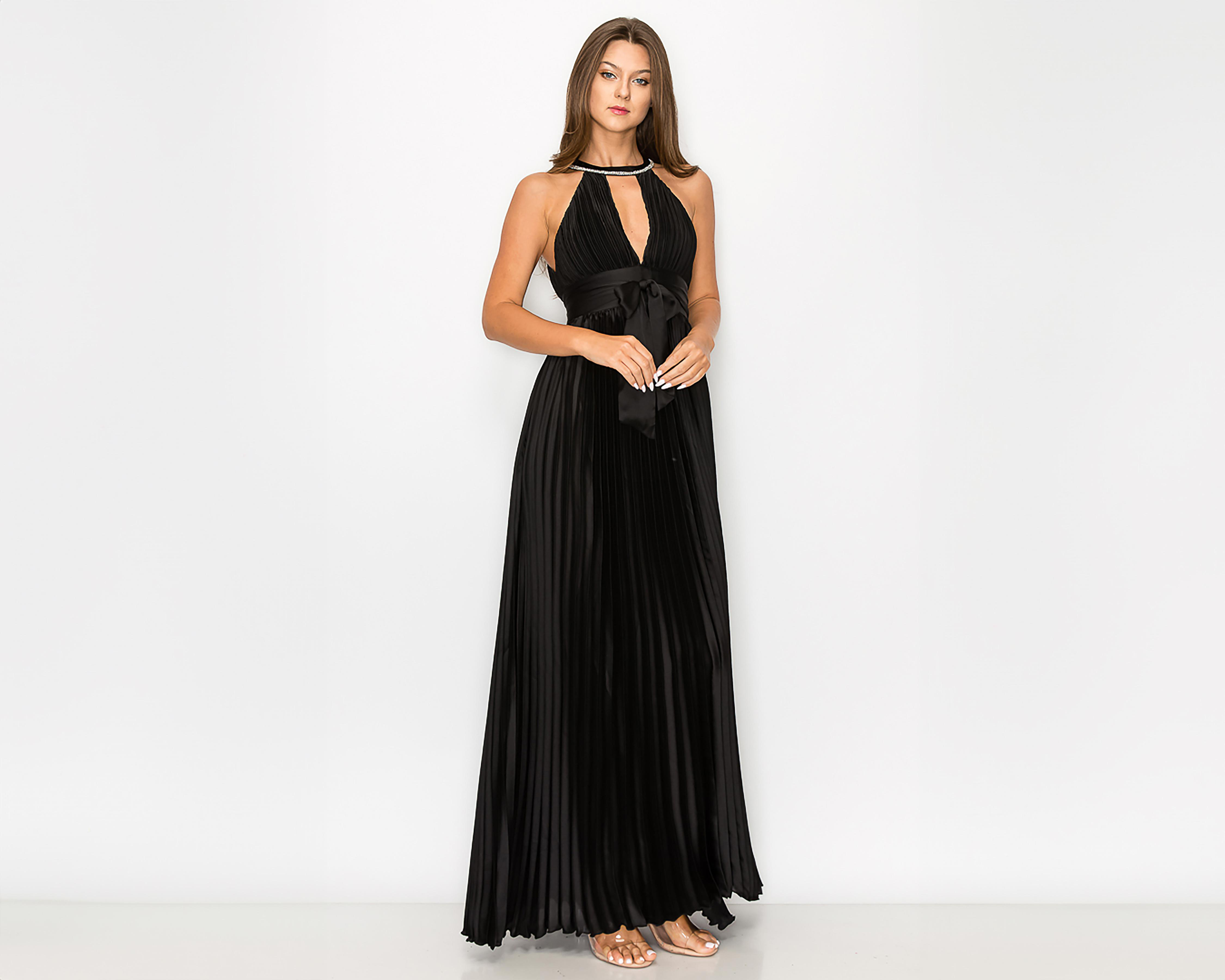 Foto 2 | Vestido Minuet de Noche Largo Cuello Halter con Pedrería