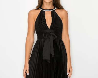 Foto 4 | Vestido Minuet de Noche Largo Cuello Halter con Pedrería